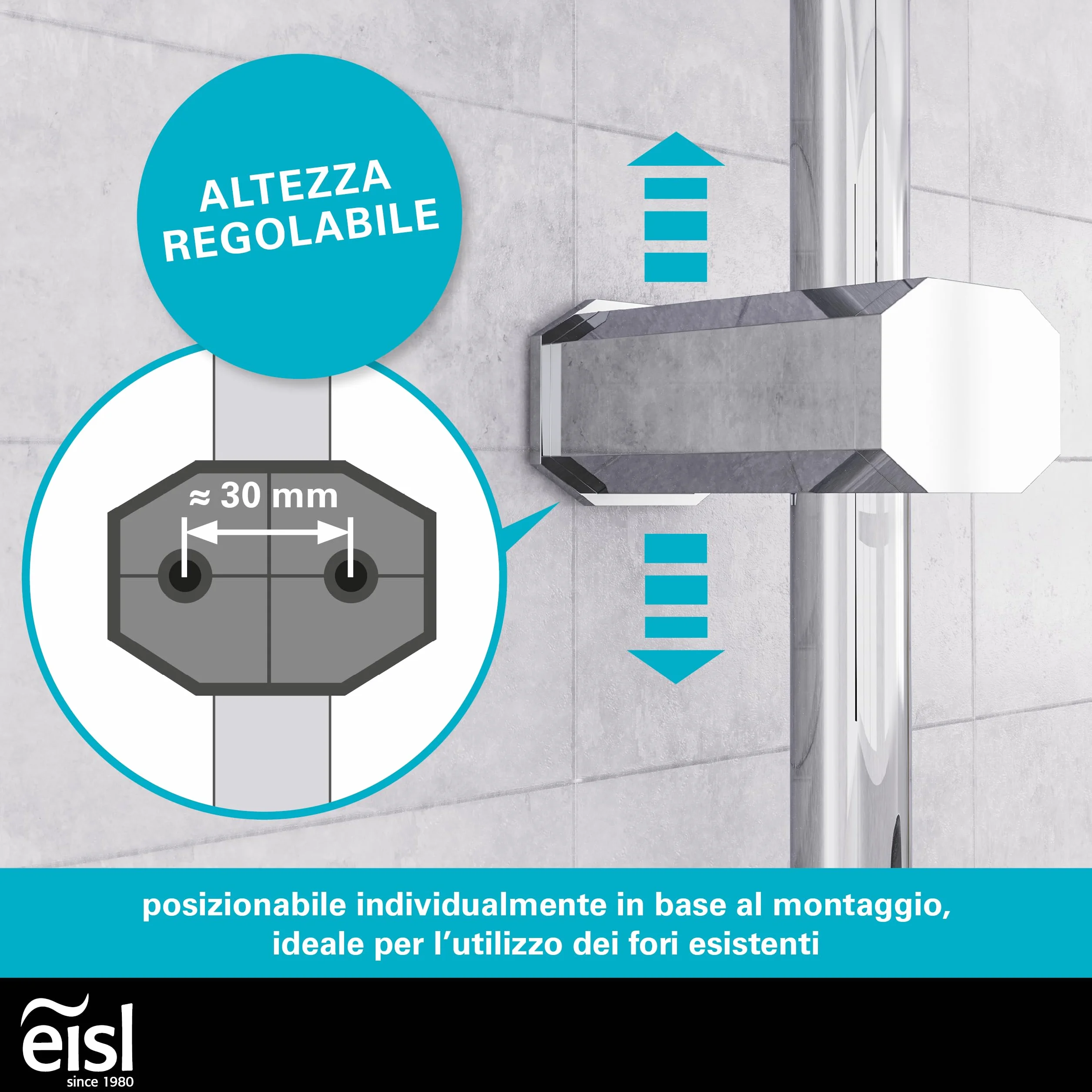 EISL EASY FRESH DX12006 Set doccia senza rubinetto colonna doccia pioggia grande doccetta cromato
