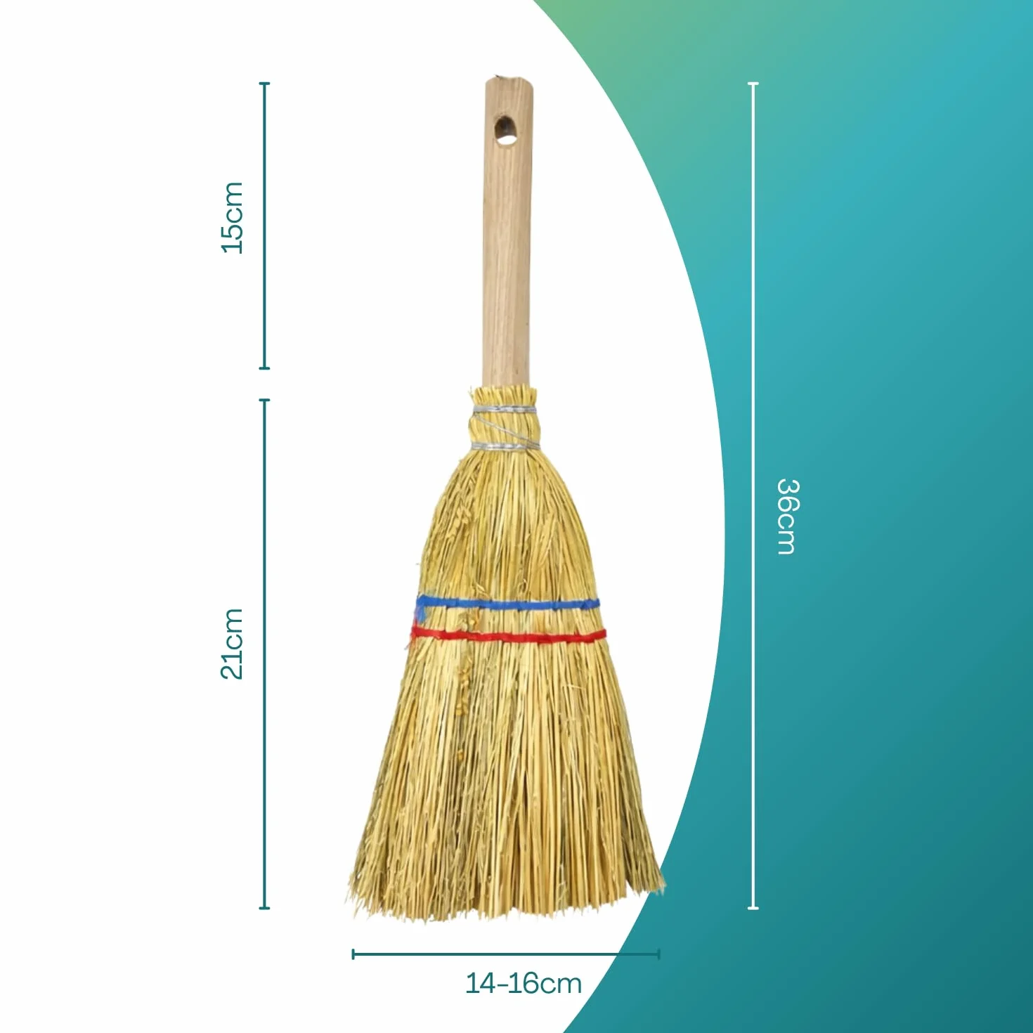 Paluplus Scopa Saggina per Camino 2 Fili 36 cm con Manico Legno 15 cm