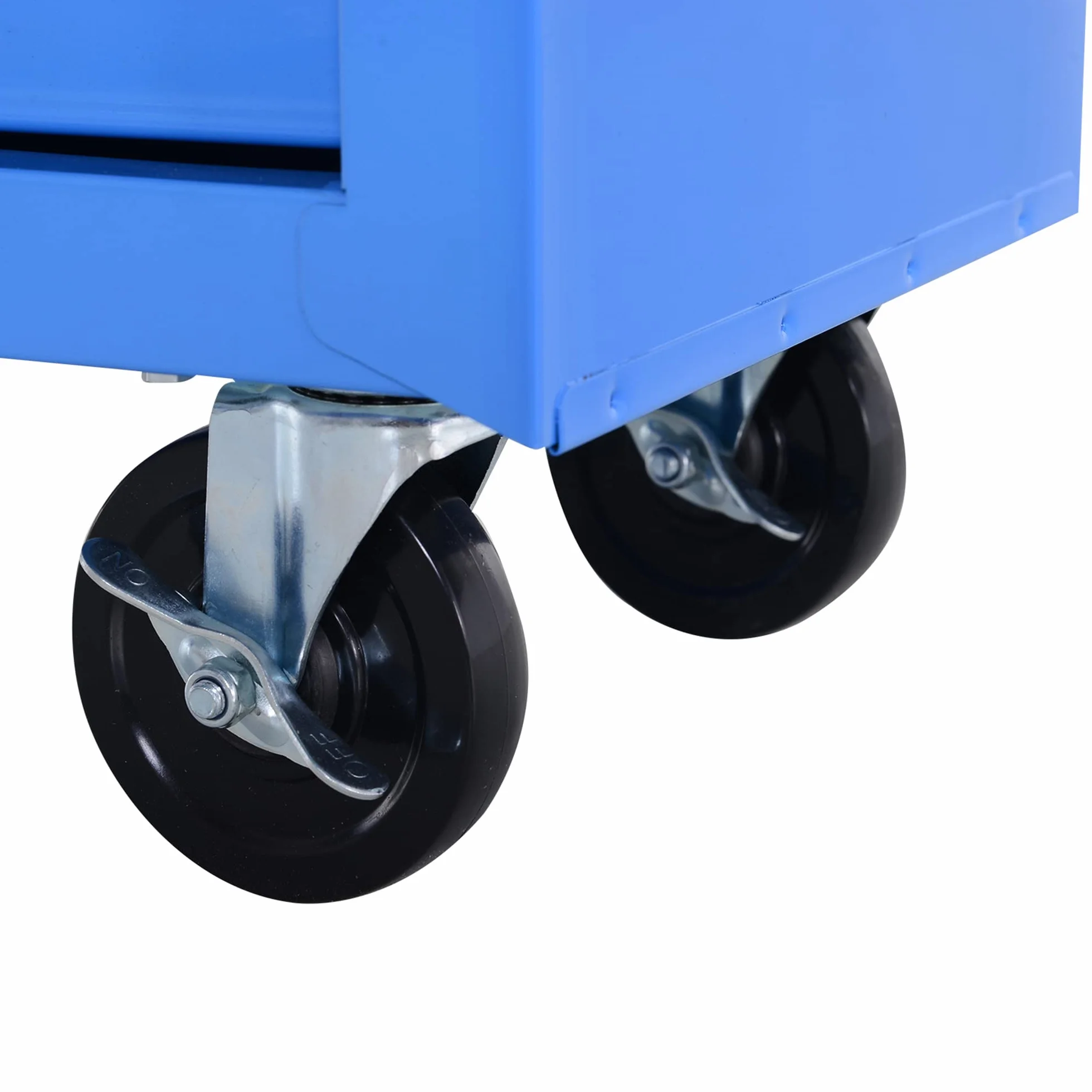 HOMCOM Carrello da Officina 5 Cassetti con Ruote in Metallo Blu 67.5x33x77cm