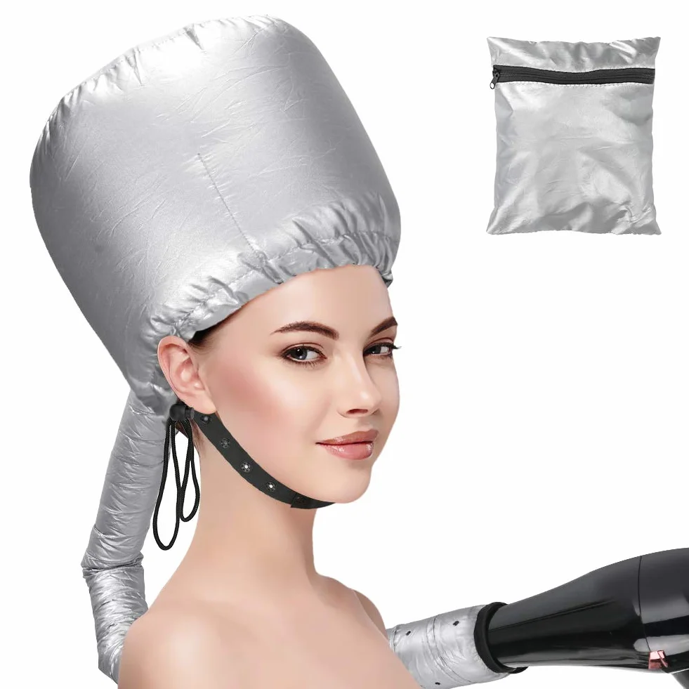 Casco per asciugatura cuffia asciugacapelli, Welltop cuffia termica per capelliper capelli regolabile a mano libera Utilizzato per asciugatura, acconciatura, arricciatura (Argento)