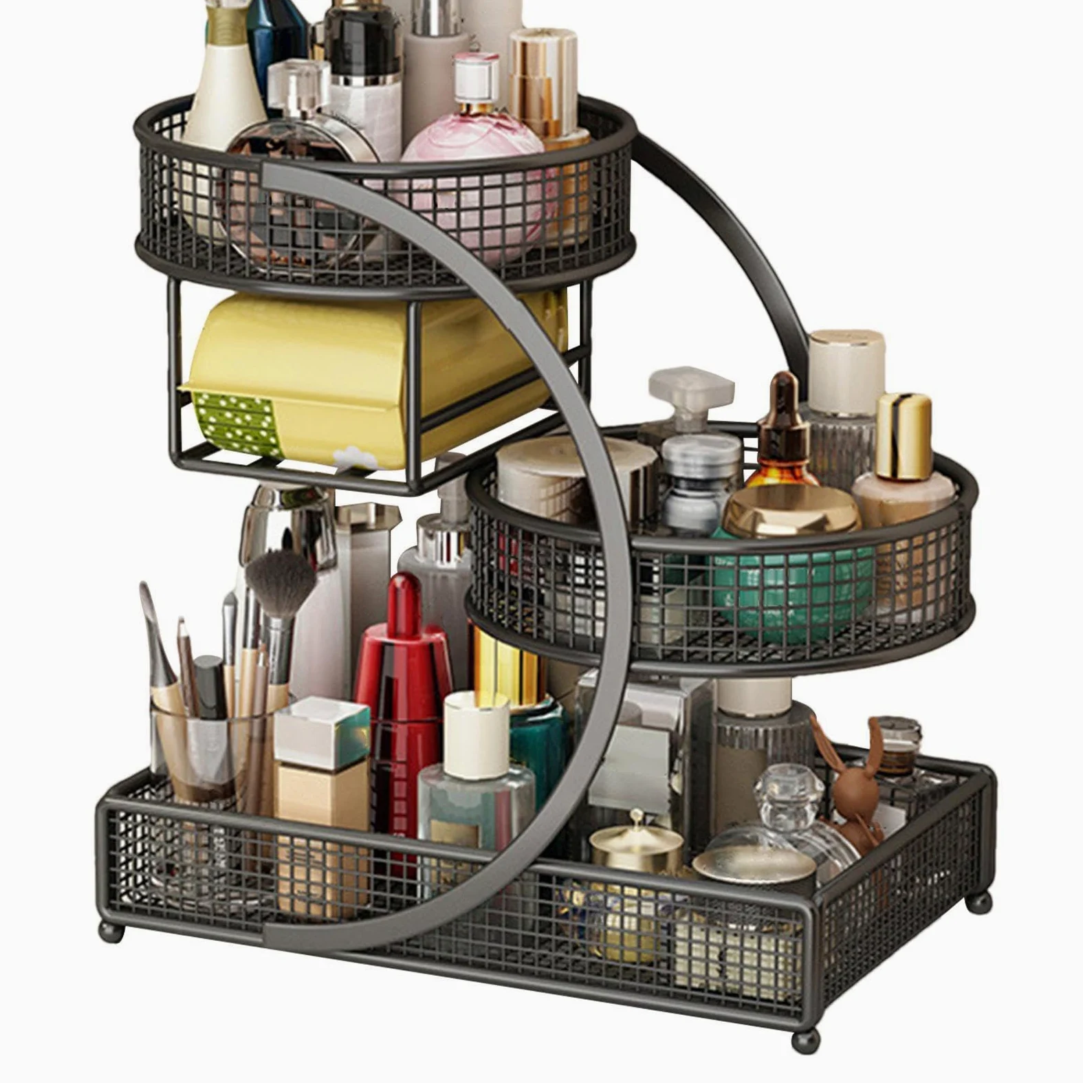 Organizer per trucchi da bancone - Scaffale multiuso per cosmetici | 35 x 32 x 19 cm, organizer per cosmetici per toilette, toeletta, comò, comodino, camera da letto, cucina, scrivania