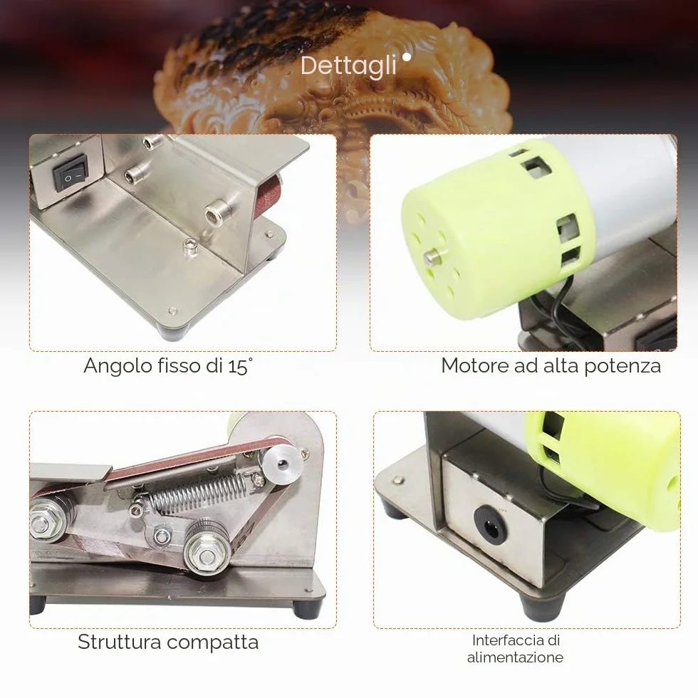 Levigatrice a nastro 100W, Affilatrice per coltelli 15° 7 livelli, Lucidatrice regolabile con 10 strisce