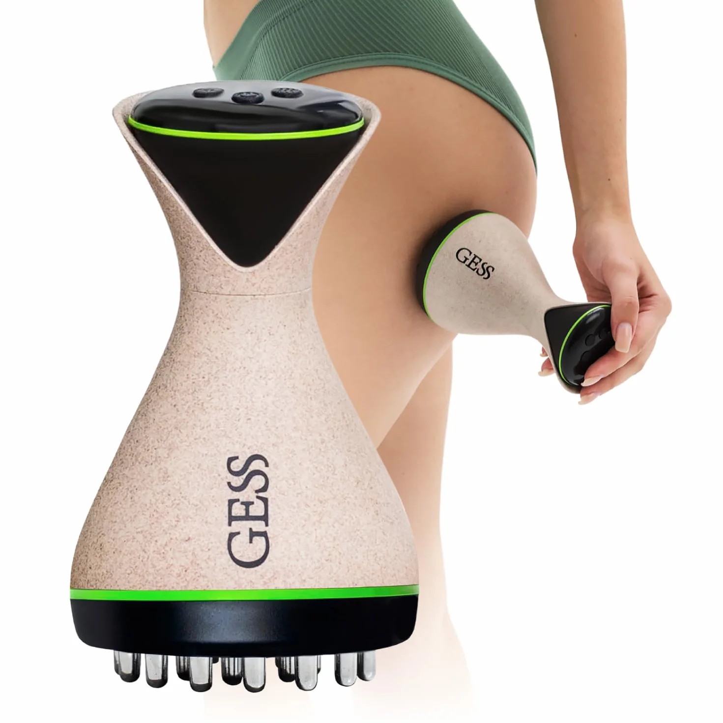 GESS MIO Massaggiatore EMS per Modellare e Tonificare Corpo - 9 Modalità di Intensità, Anti-Cellulite, Massaggio Vibrante per Gambe, Glutei, Collo e Detox