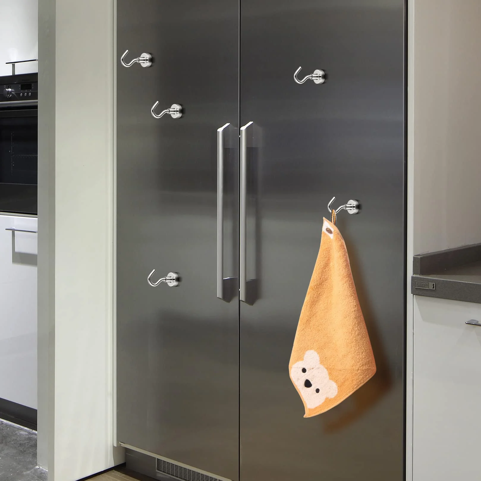 Ganci Magnetici Extra Forti 10 Pezzi, Magnete Neodimio Potente, Supporto Gancio Argento per Soffitto Frigorifero