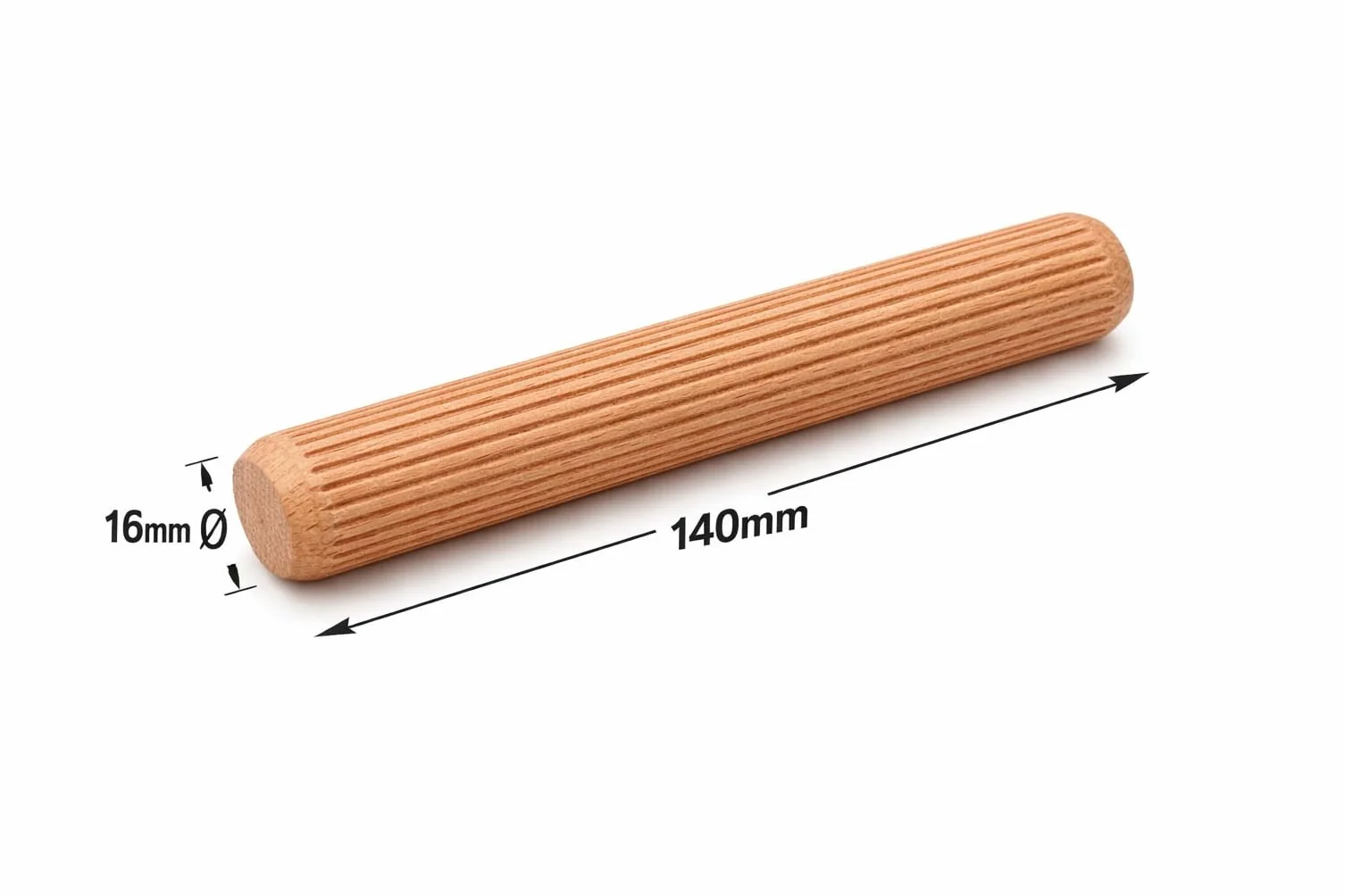 Perni di Giunzione in Legno di Faggio 24 Spine 16 x 140 mm Scanalate per Carpenteria e Strutture in Legno Massello