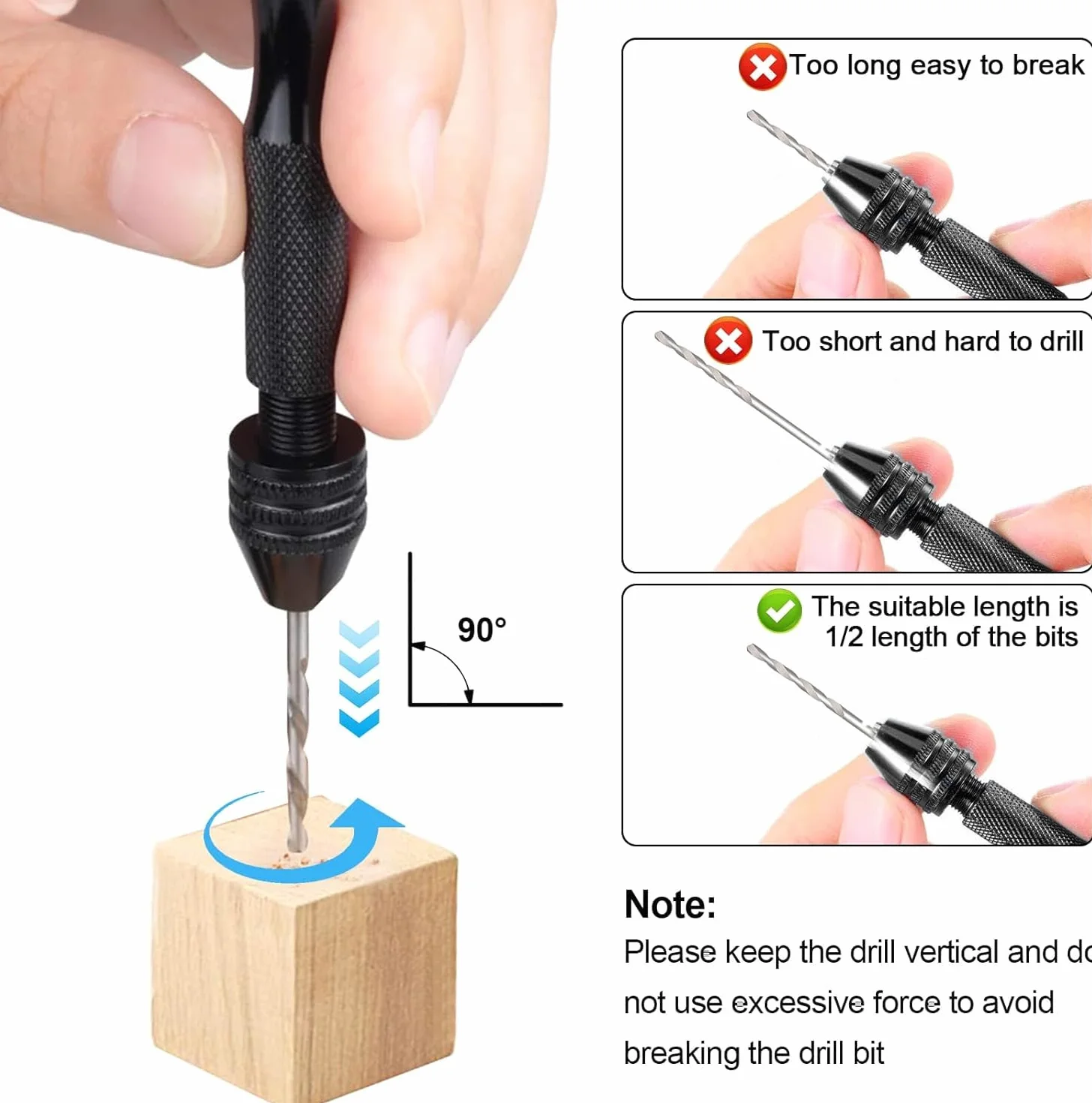 Pin Vise Hand Drill Rotary Tool 0.3-3.4mm Mini Trapano a Mano per Modellismo
