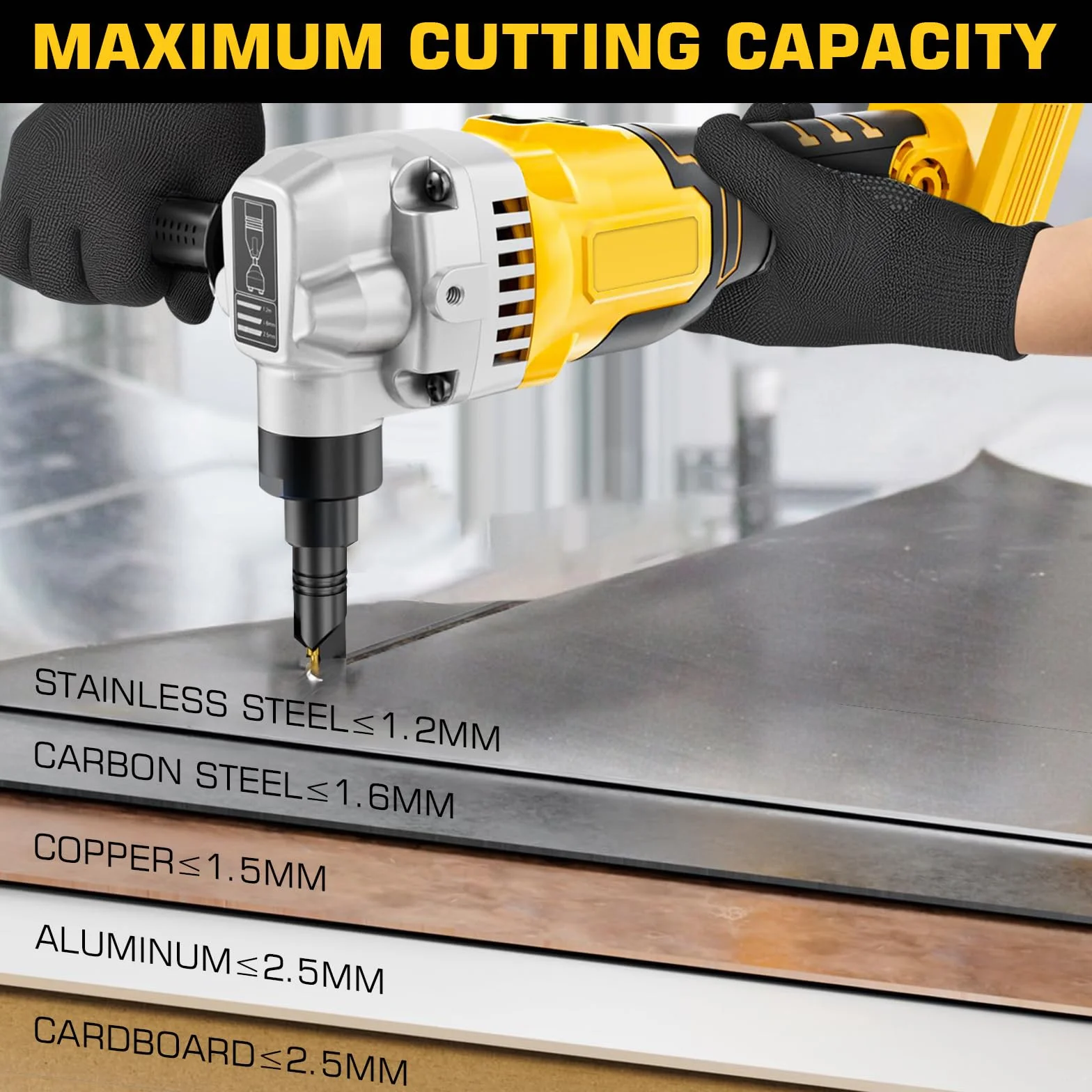 Roditrice in metallo senza fili compatibile con batteria DeWalt 20V, cesoia elettrica senza spazzole 1900 giri/min testa rotante 360°