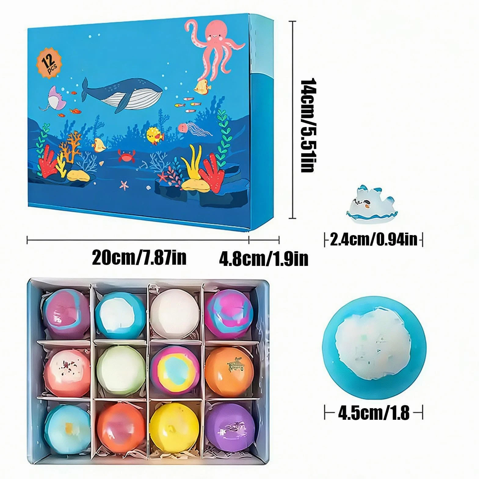 Bombetta da Bagno Effervescente 12 Pezzi Detergente Corpo Rilassante per | Set Spa con Giocattoli per Bambini Ragazzi Ragazze Vasca da Bagno Casa Hotel Spa