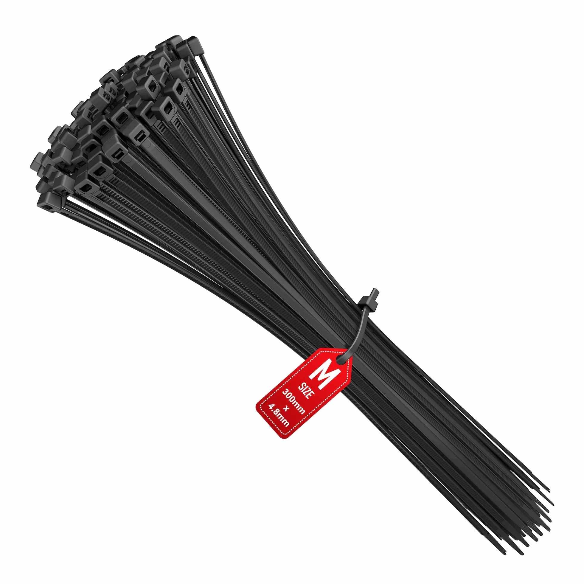 Intervisio Fascette Plastica per Cablaggio 300 mm x 4,8 mm, Nylon, 100 Pezzi