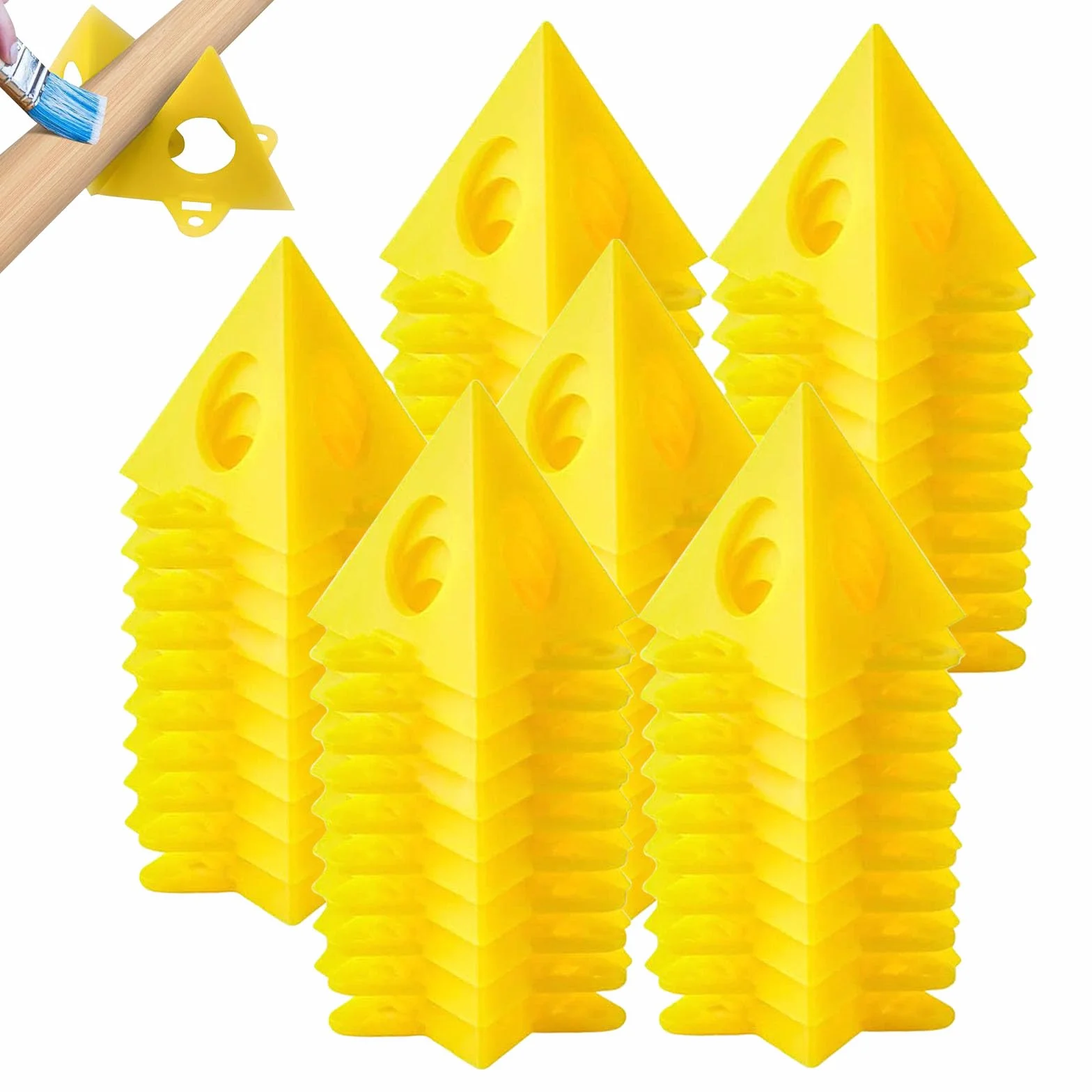 Supporti a Piramide 60 pezzi Pittura Piramidi Verniciatura Plastica Supporto per Progetti Dipinto Mobili Giallo