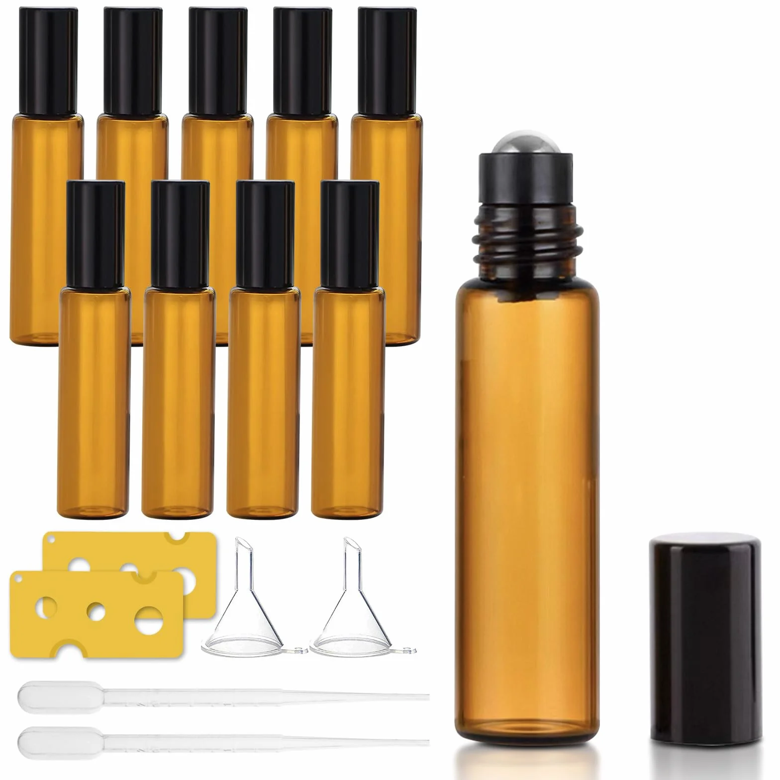 10 Pezzi Roll On Vuoto per Oli Essenziali 10ml, Marrone Bottiglie Vuote in Vetro con Sfera in Acciaio Inossidabile, Riutilizzabile, Boccette Vetro per Oli, Profumi, Cosmetici, Aromaterapia
