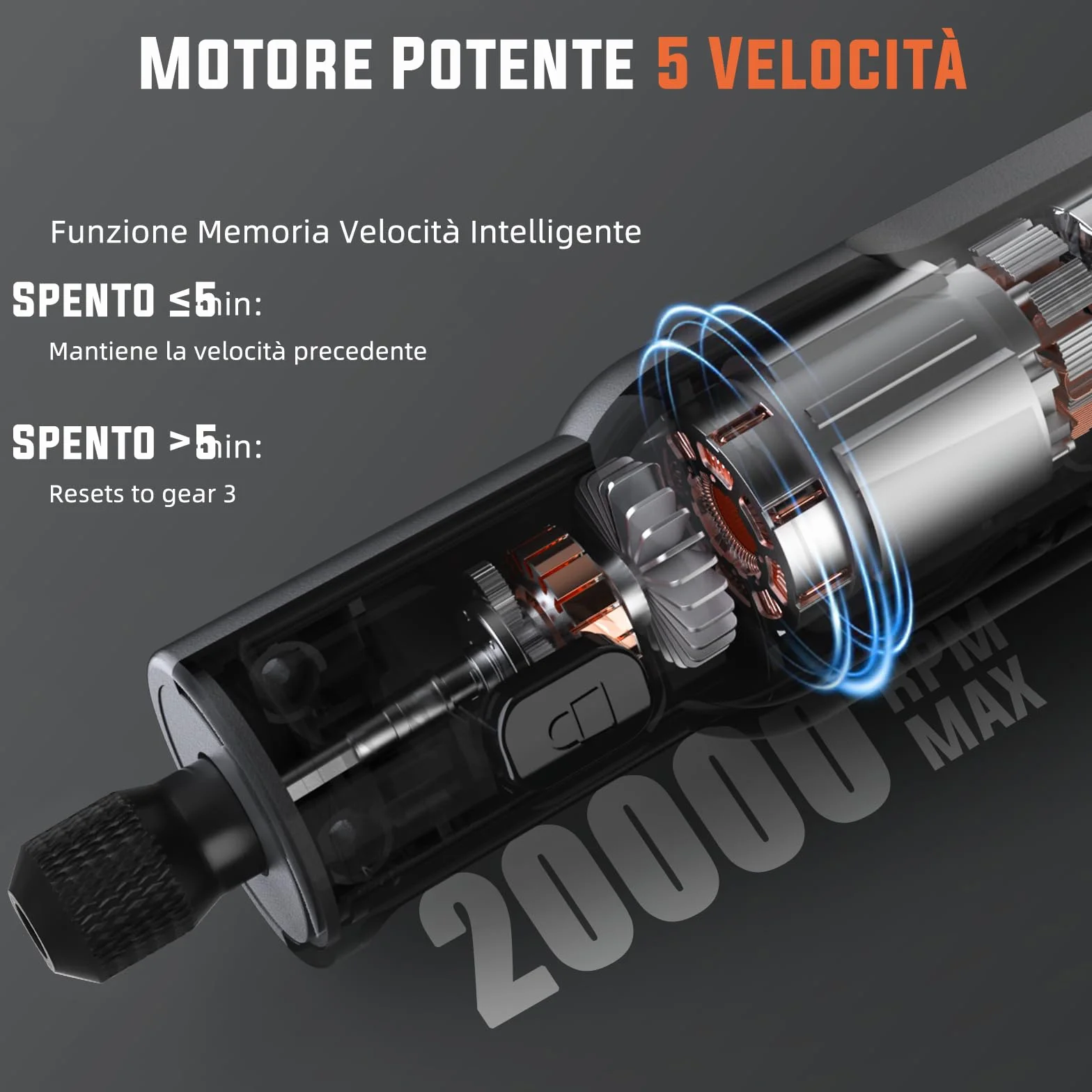 Katerk Kit di Utensile Multifunzione 3.7V Utensile Rotante 20000 giri/min 2500mAh 70 Accessori per Foratura Fresatura Incisione Lucidatura Grigio