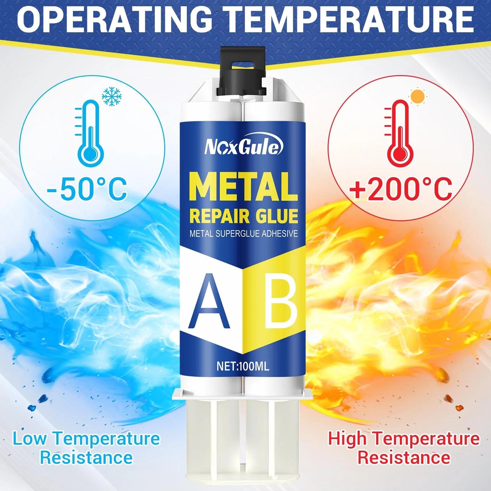 Colla Epossidica Bicomponente 200ml Resistente Alle Alte Temperature per Metallo Acciaio Inossidabile