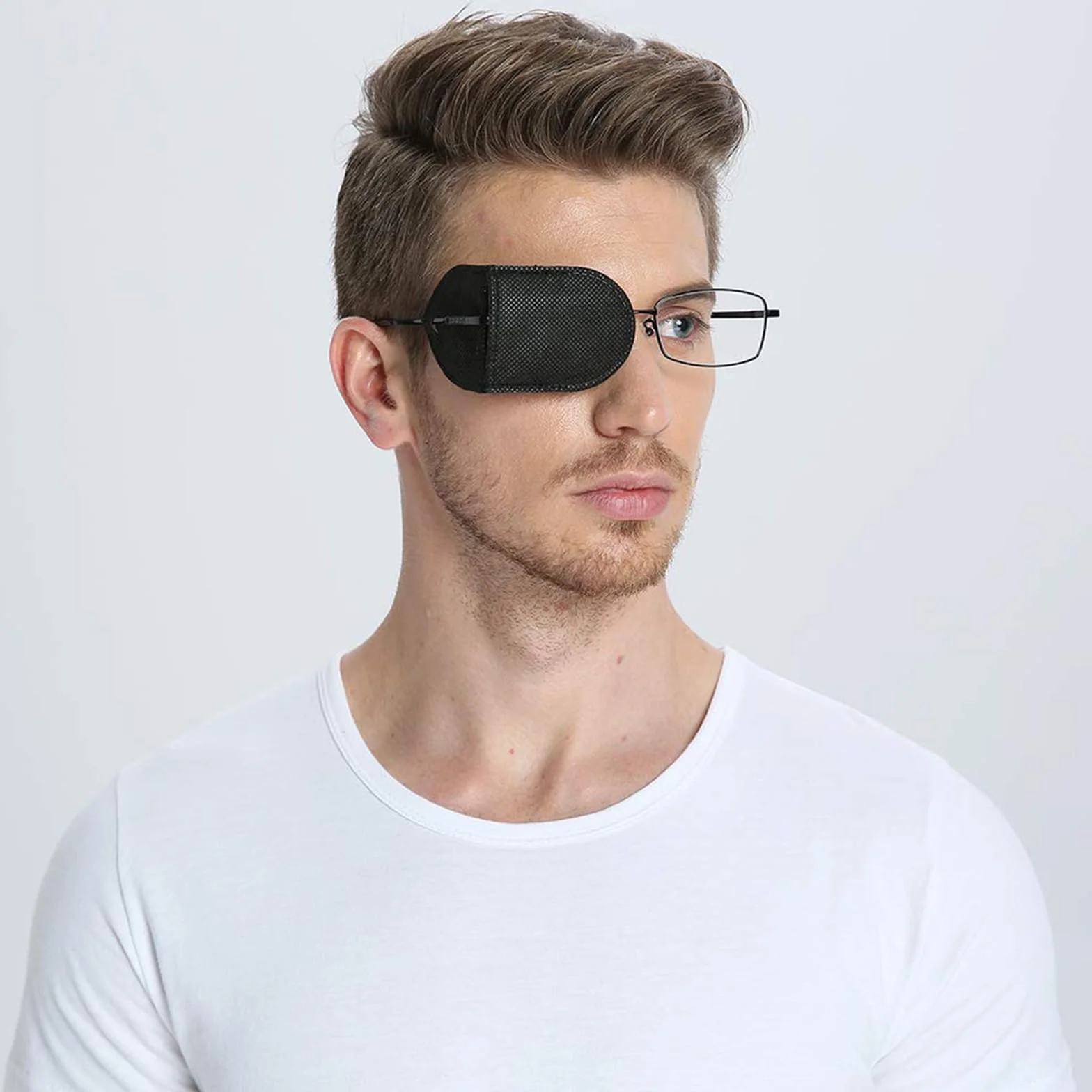 6 Pezzi Patch Occhio per Occhiali, Bande Oculari per Occhiali Riutilizzabili, Benda per Occhio in non Tessuto, per Sinistro e Destro, per Miglioramento Ambliopia, Visione, Strabismo, Nero