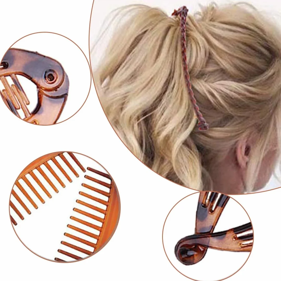 4 Fermagli per Capelli a Banana, Banana Clip Pettine per Capelli, in Resina, per Capelli e Banane, per Coda di Cavallo, Accessori per Lo Styling dei Capelli a Incastro, per Donne e Ragazze