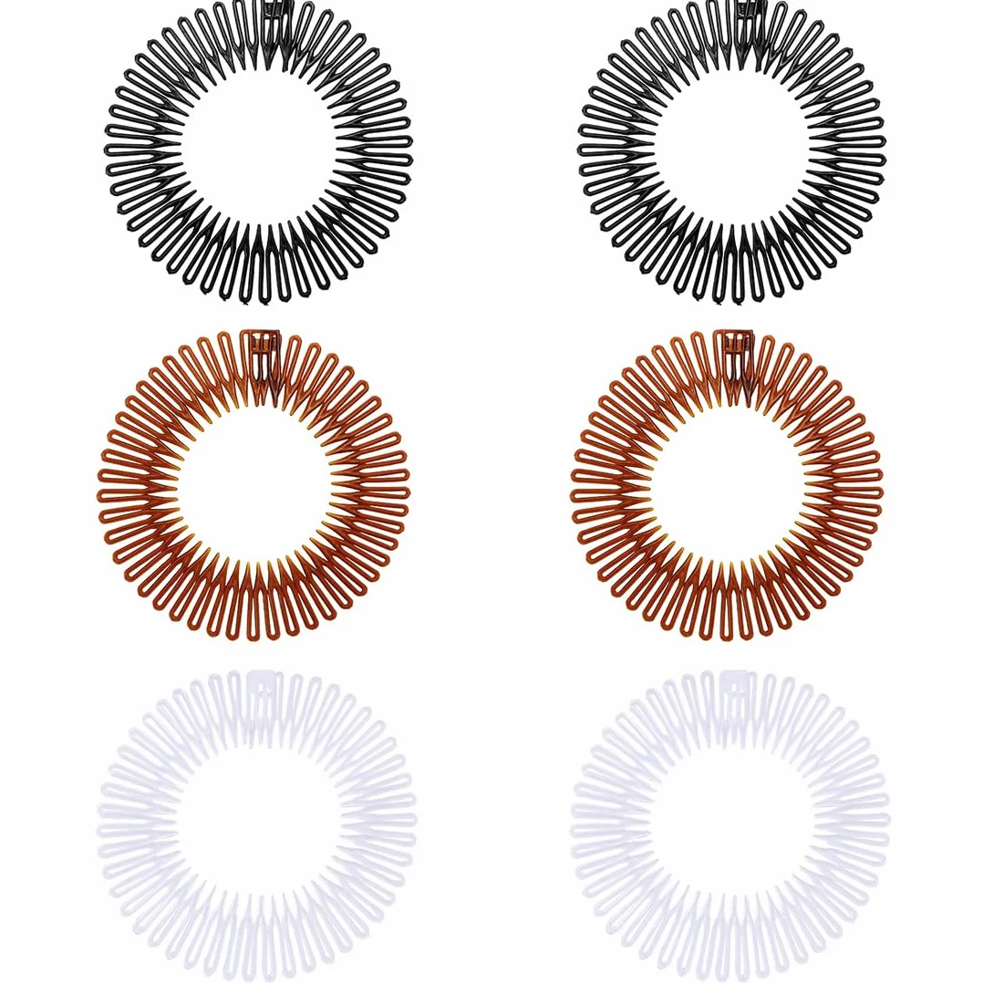 Pettine Elastico Circolare Completo, 6 Pettini Elastici in Plastica per Capelli, Fascia per Denti Circolare, Pettine Circolare in Plastica Flessibile, fascia per acconciature perfette