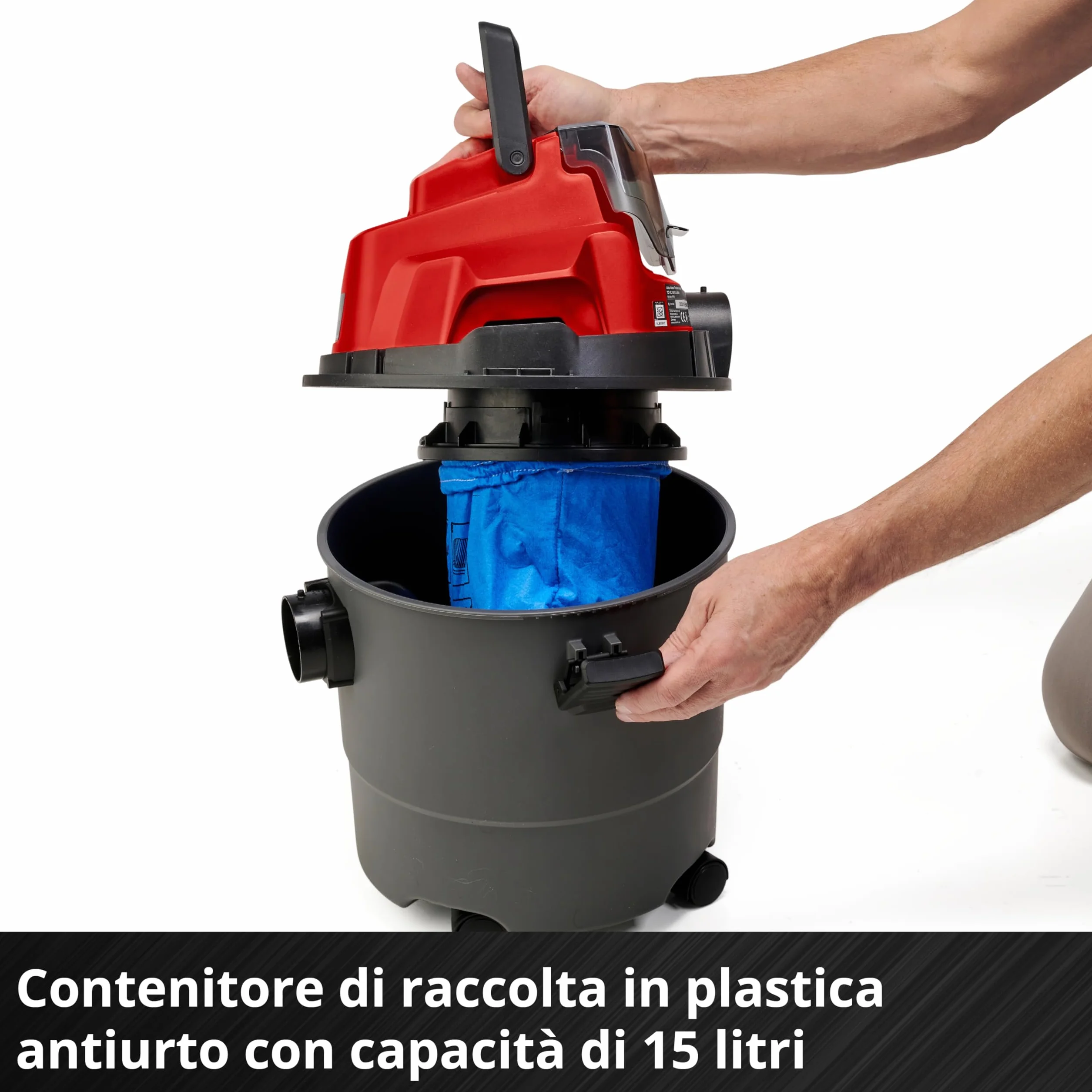 Einhell TC-VC 18/15 Li-Solo Aspiratore solidi e liquidi a batteria Power X-Change 18V 15L 80 mbar 150 cm
