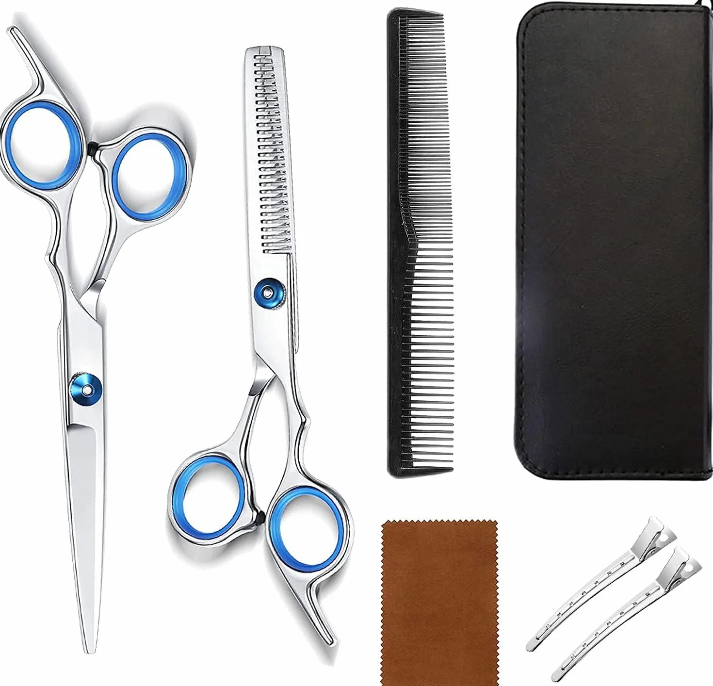 Friseurschere Profi 7 Pcs Haarschneideschere Set Haarschere Professionelle Friseur Set Rostfreie Bartschere Perfekter Effilierschere Linkshander Für Kinder Männer Frauen Haustiere Familie Friseursalon