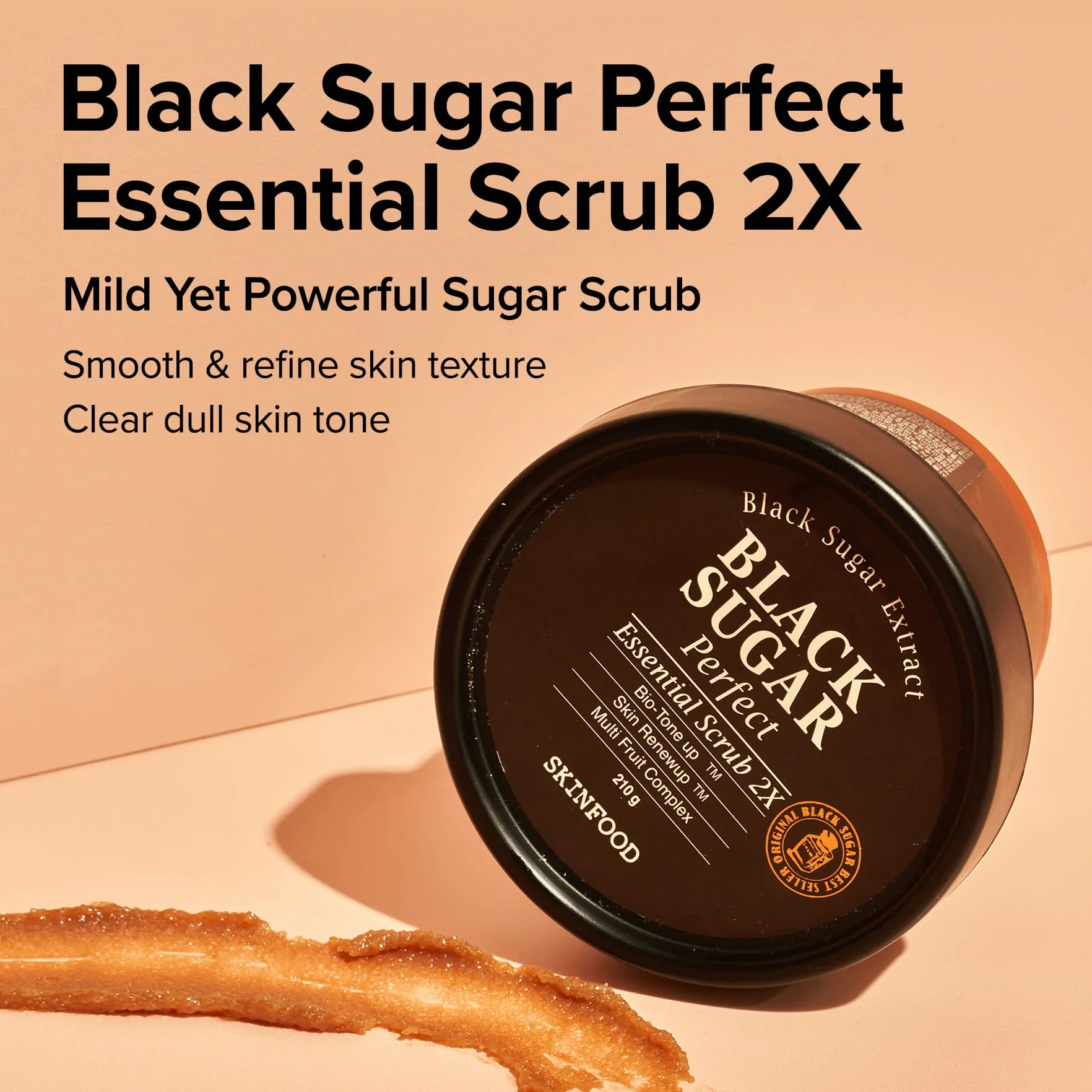 SKIN FOOD since 1957 Scrub Essenziale Perfetto allo zucchero nero 210g - Scrub massaggio esfoliante viso senza irritazione - Rimuove i punti neri e le cellule morte (7,4 fl.oz.)