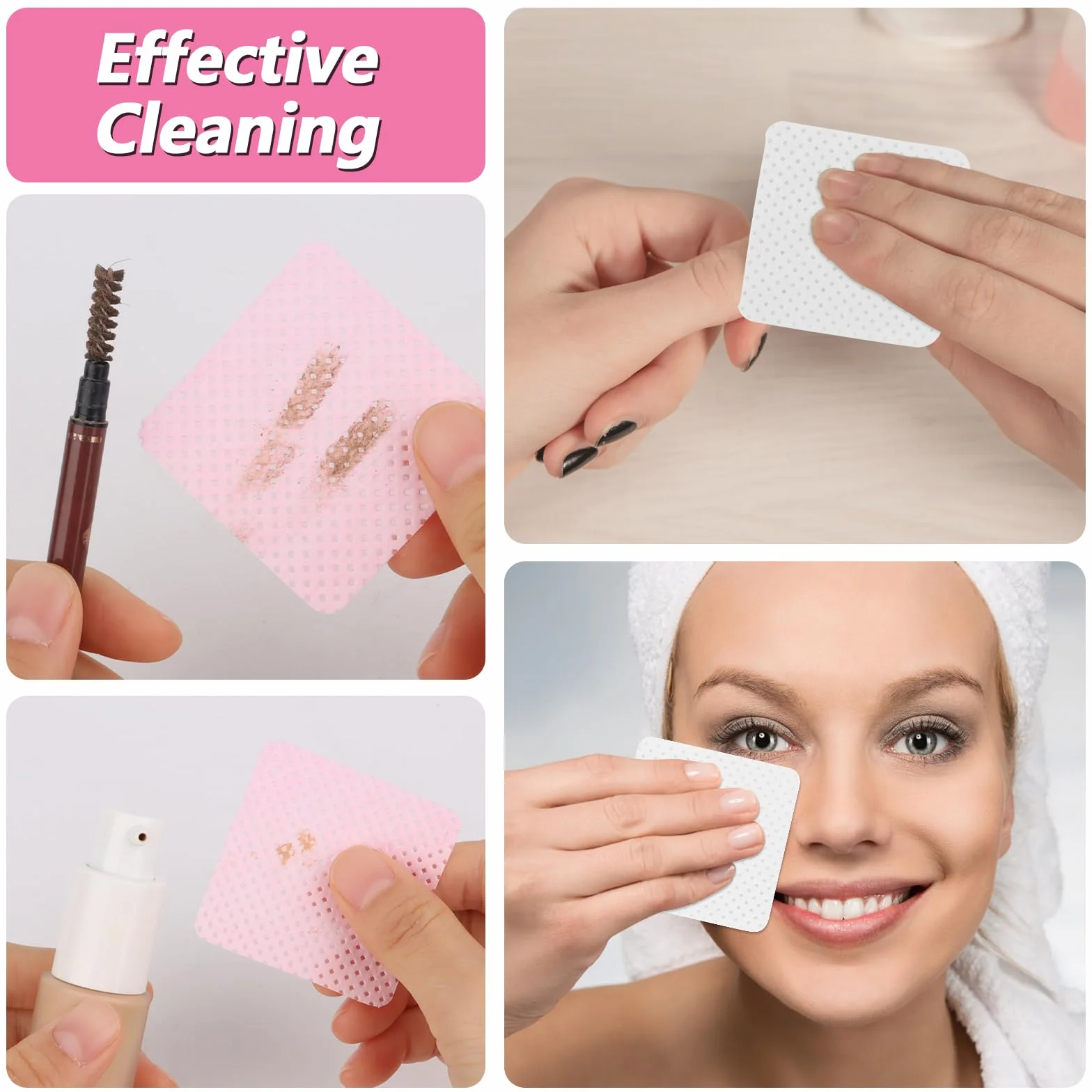 600 Pezzi Pad Unghie Senza Pelucchi, Tampone Salviette in Cotone per Unghie, Salviette per Unghie Prive di Lanugine, per Rimuovere Smalto, per Unghie fai da te e Saloni (Rosa & Bianco)