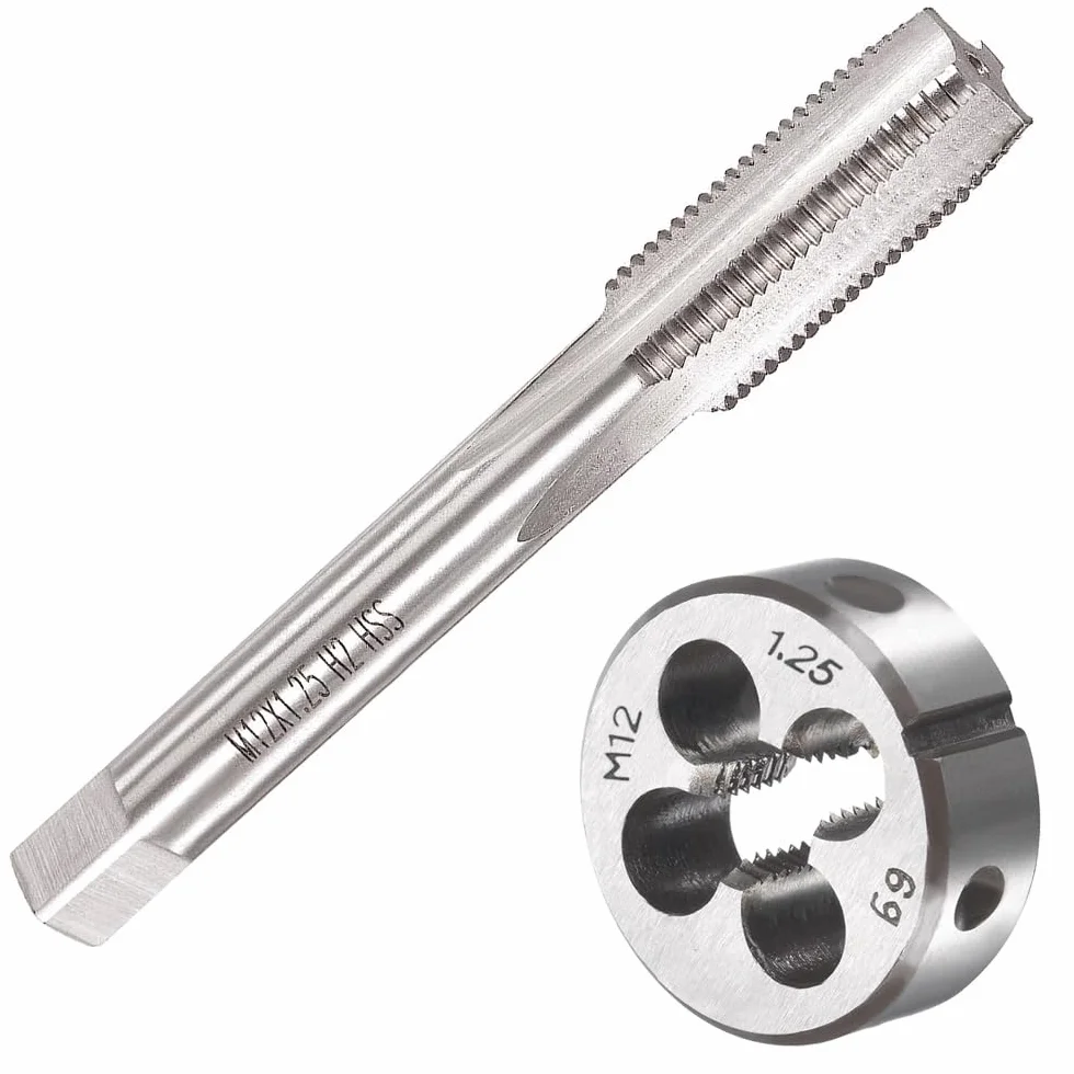 M12 X 1,25 Metrico Maschi e Filiere Kit HSS Maschi a Mano Destra Filettatura