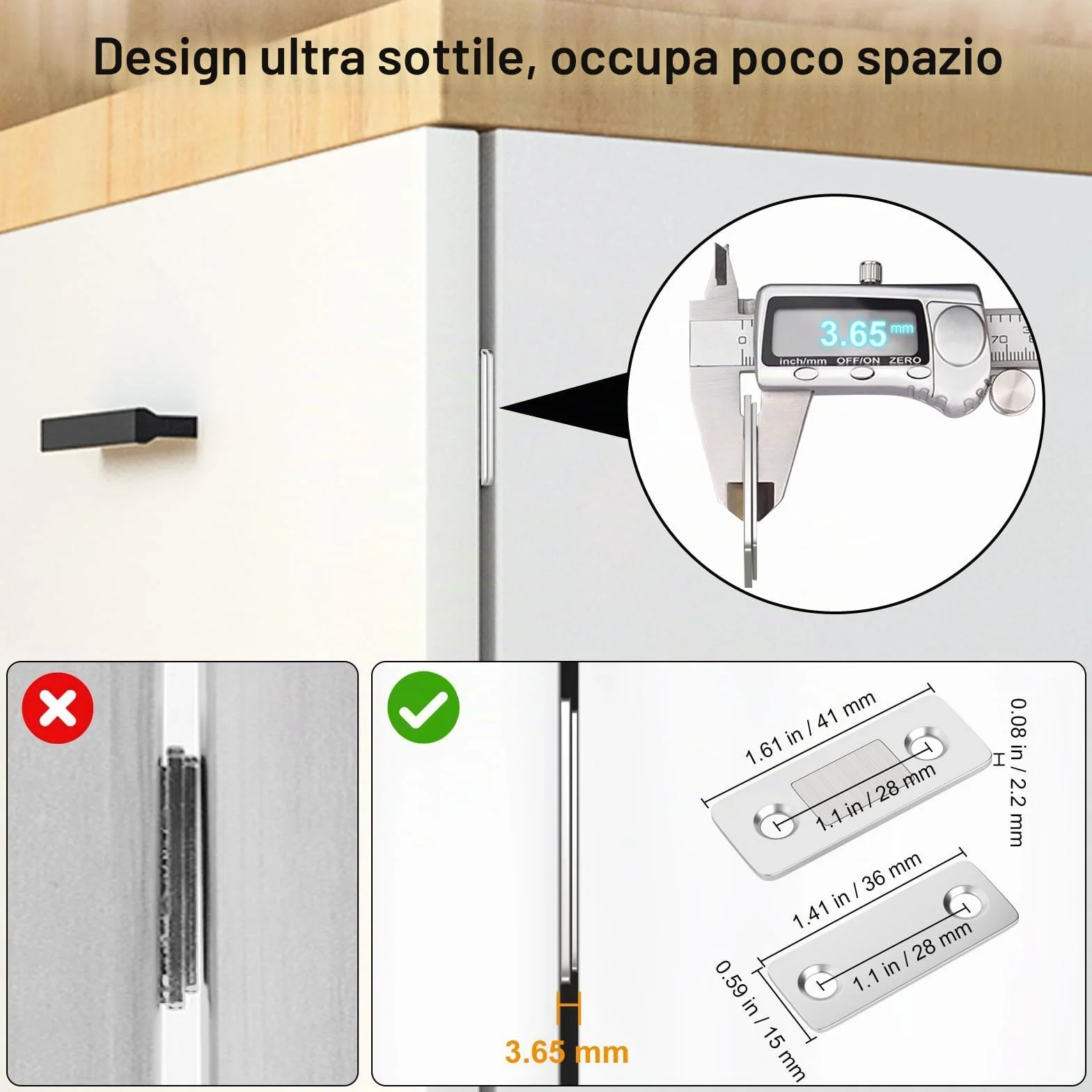 Jiayi 2 Pezzi Chiusura Magnetica Calamite per Mobili Ultra Sottile Chiusura Porta Armadio Cucina