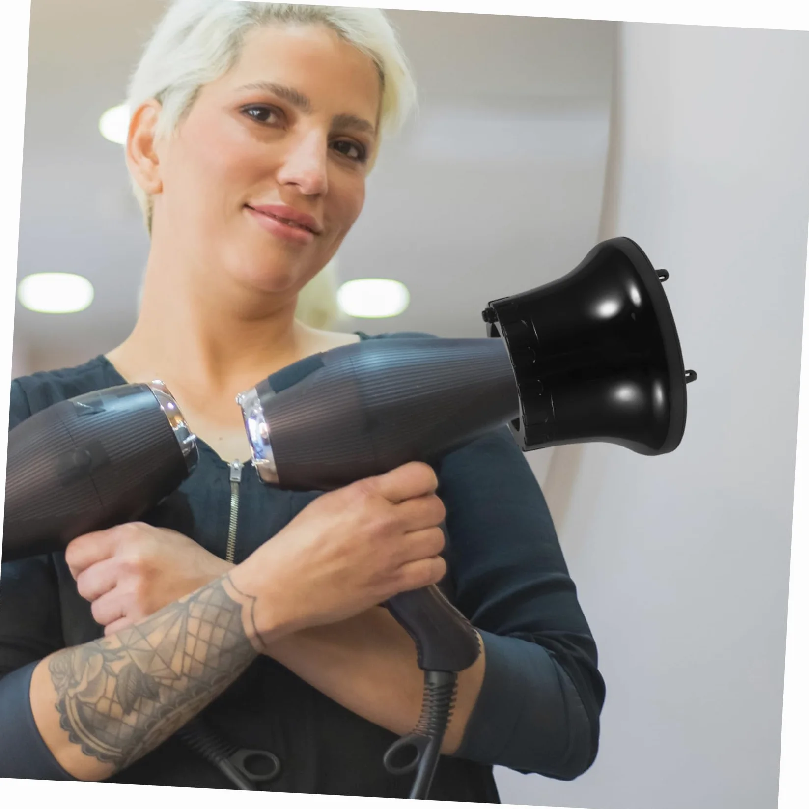 Diffusore per Asciugacapelli Grande Cappuccio in PC Nero | Compatibile Asciugacapelli e Chioma Spessi, Uso Casa e Commerciale, per Ricci e Asciugatura Rapida