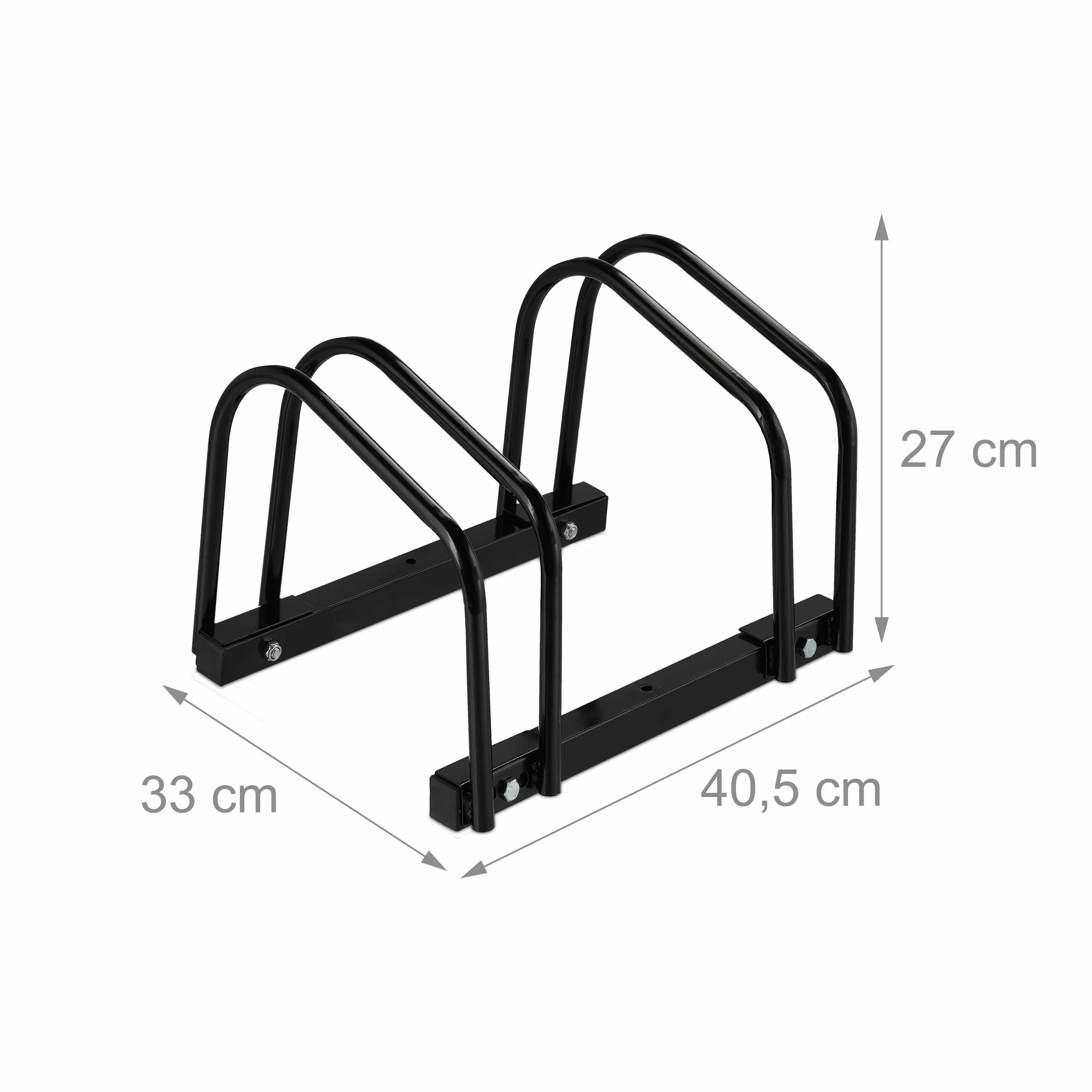 Relaxdays Portabici da Terra Supporto per 2 Biciclette E-Bike Ruote Fino 60 mm 27x67,5x33 cm Nero