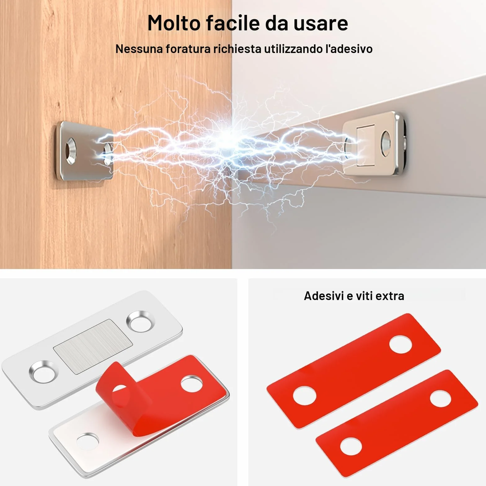 Jiayi 2 Pezzi Chiusura Magnetica Calamite per Mobili Ultra Sottile Chiusura Porta Armadio Cucina