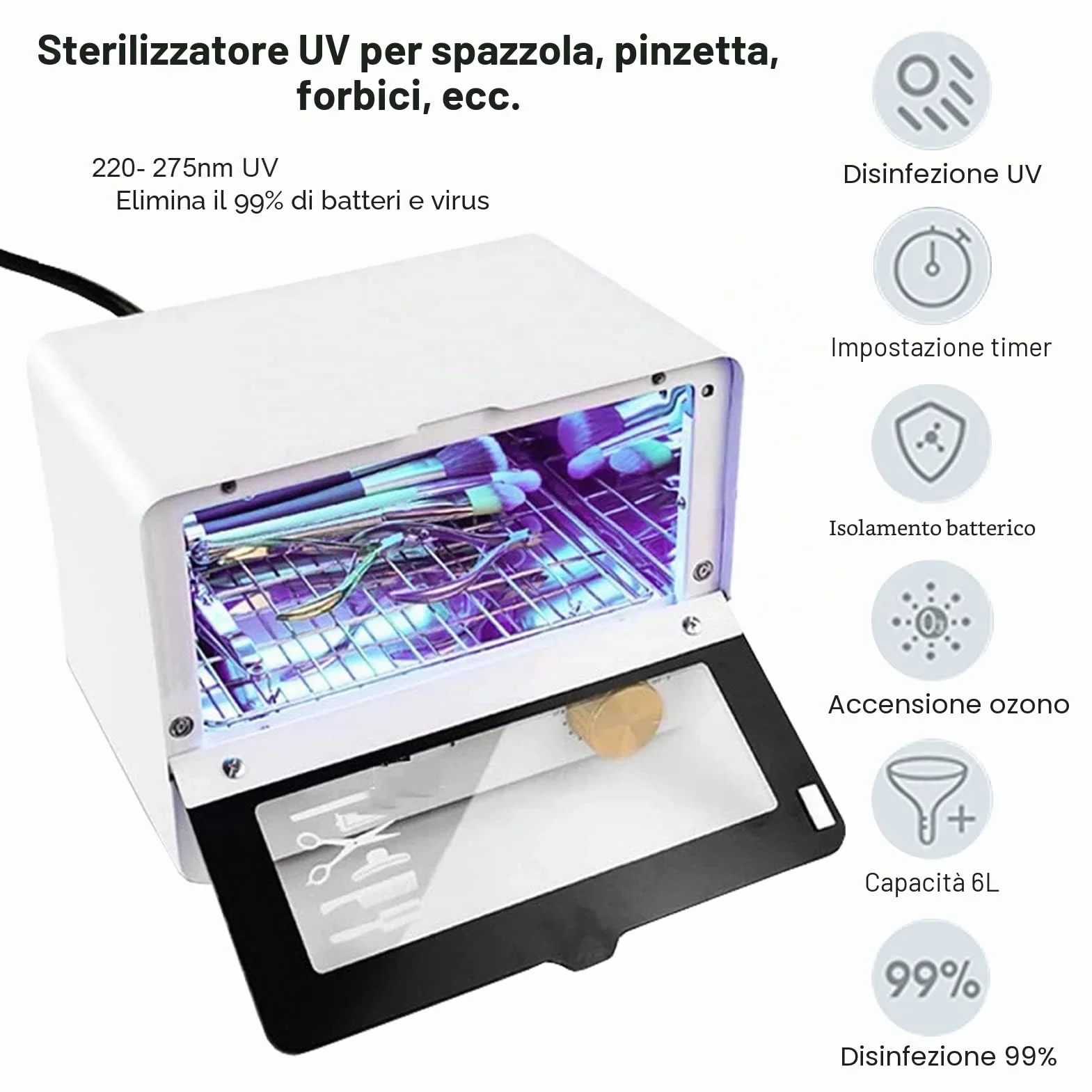 UV Sterilizzatore Disinfettante,Sterilizzazione Altamente Efficiente Sterilizzatore per Strumenti per Unghie con Timer Strumento per Unghie Ad alta Temperatura per Pinzette e Asciugamani