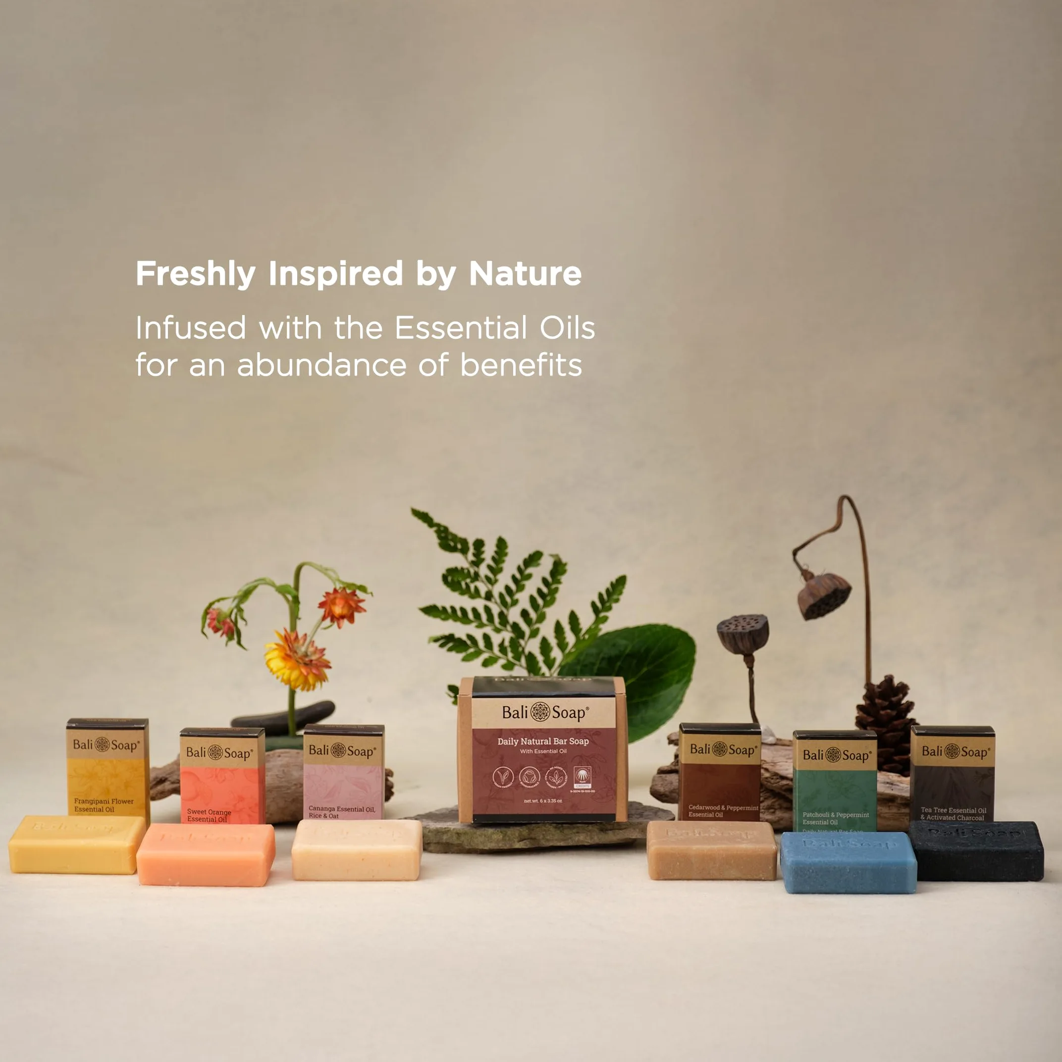 Bali Soap Set di saponi naturali in barretta – Confezione da 6 saponi artigianali realizzati a freddo con oli essenziali, vegani, senza solfati, saponi per corpo, viso e mani, collezione Trop