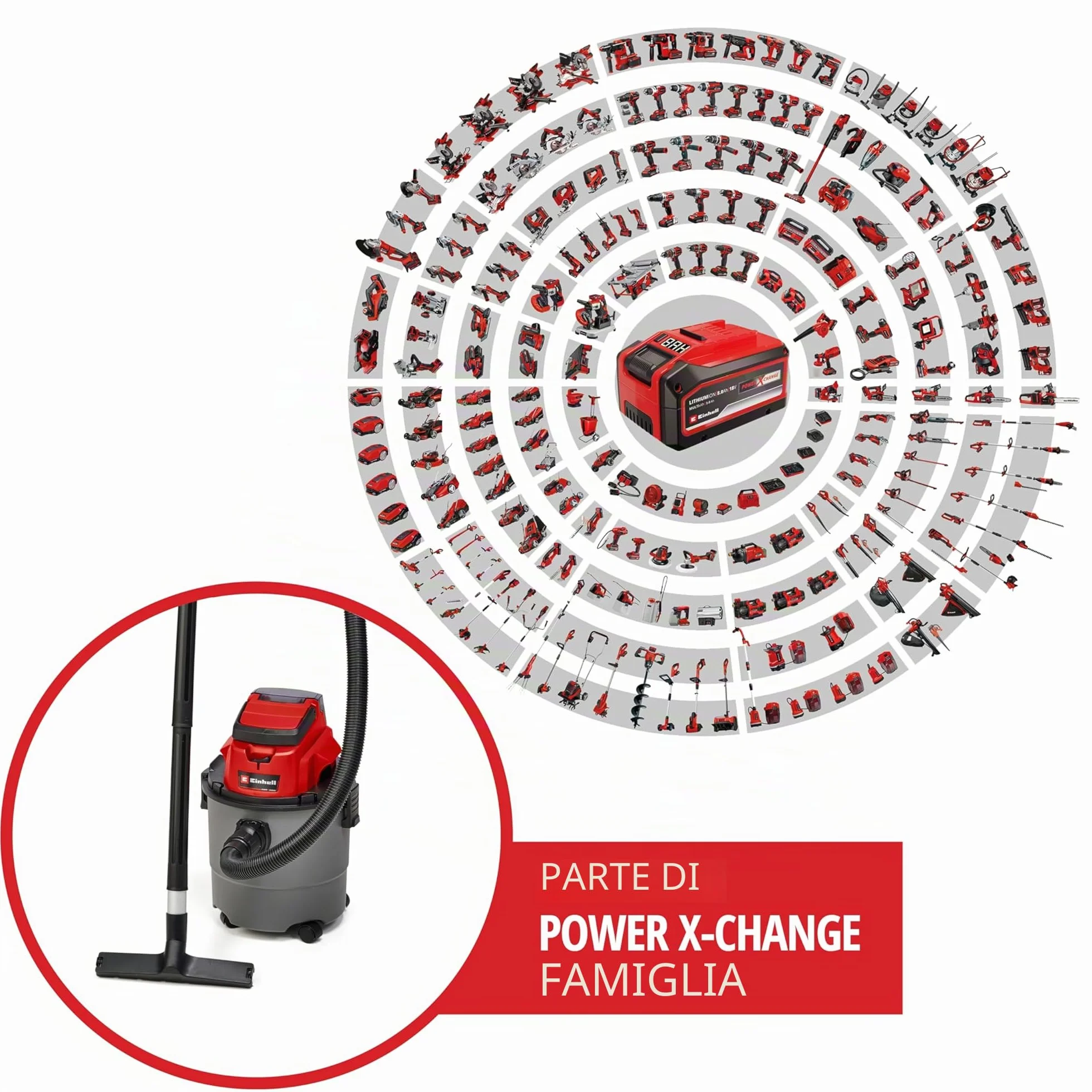 Einhell TC-VC 18/15 Li-Solo Aspiratore solidi e liquidi a batteria Power X-Change 18V 15L 80 mbar 150 cm