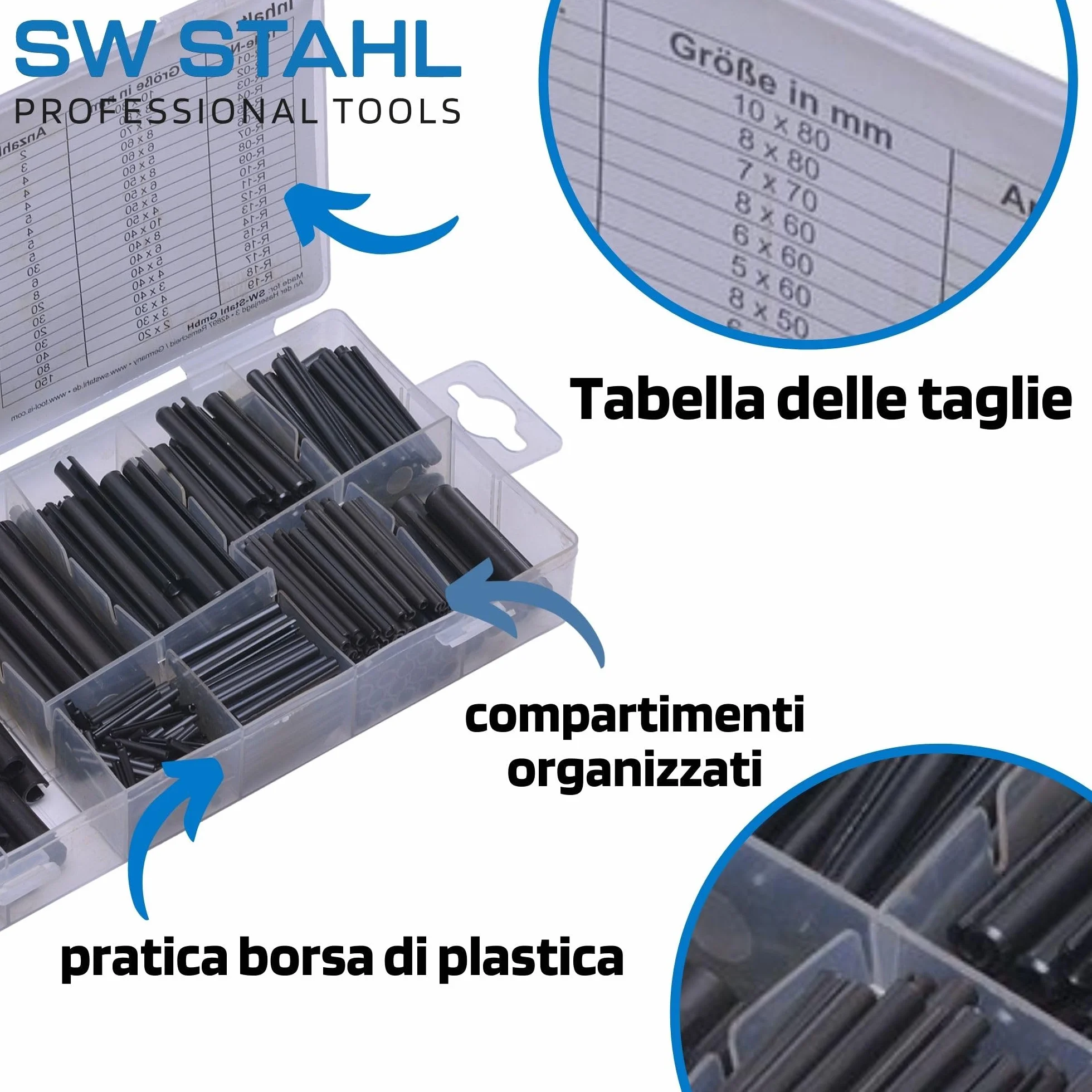 SW STAHL Zestaw perni cavi a molla 450 sztuk S8054