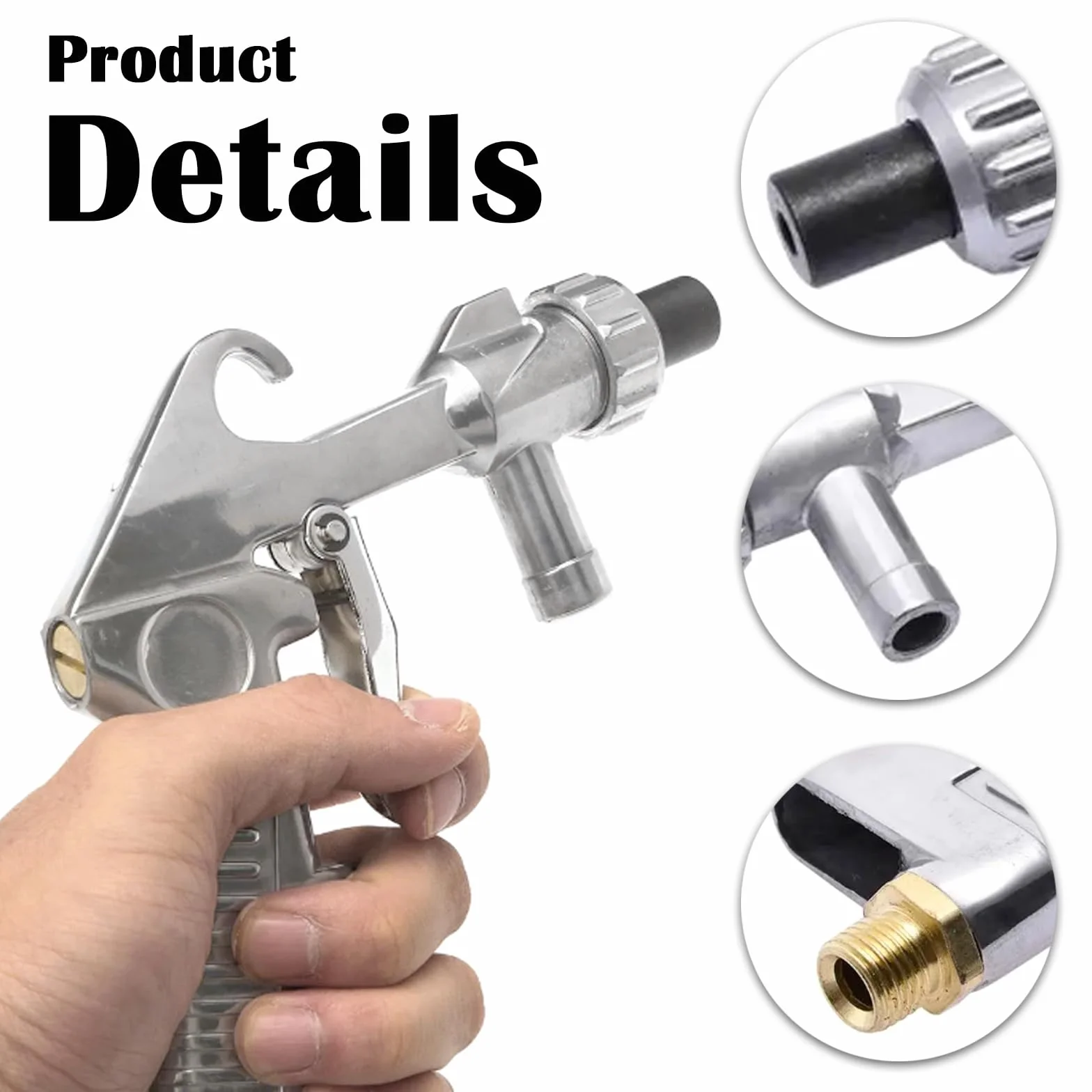 Pistola Sabbiatrice Pneumatica per Compressore con Ugelli e Tubo 1M Gomma Kit