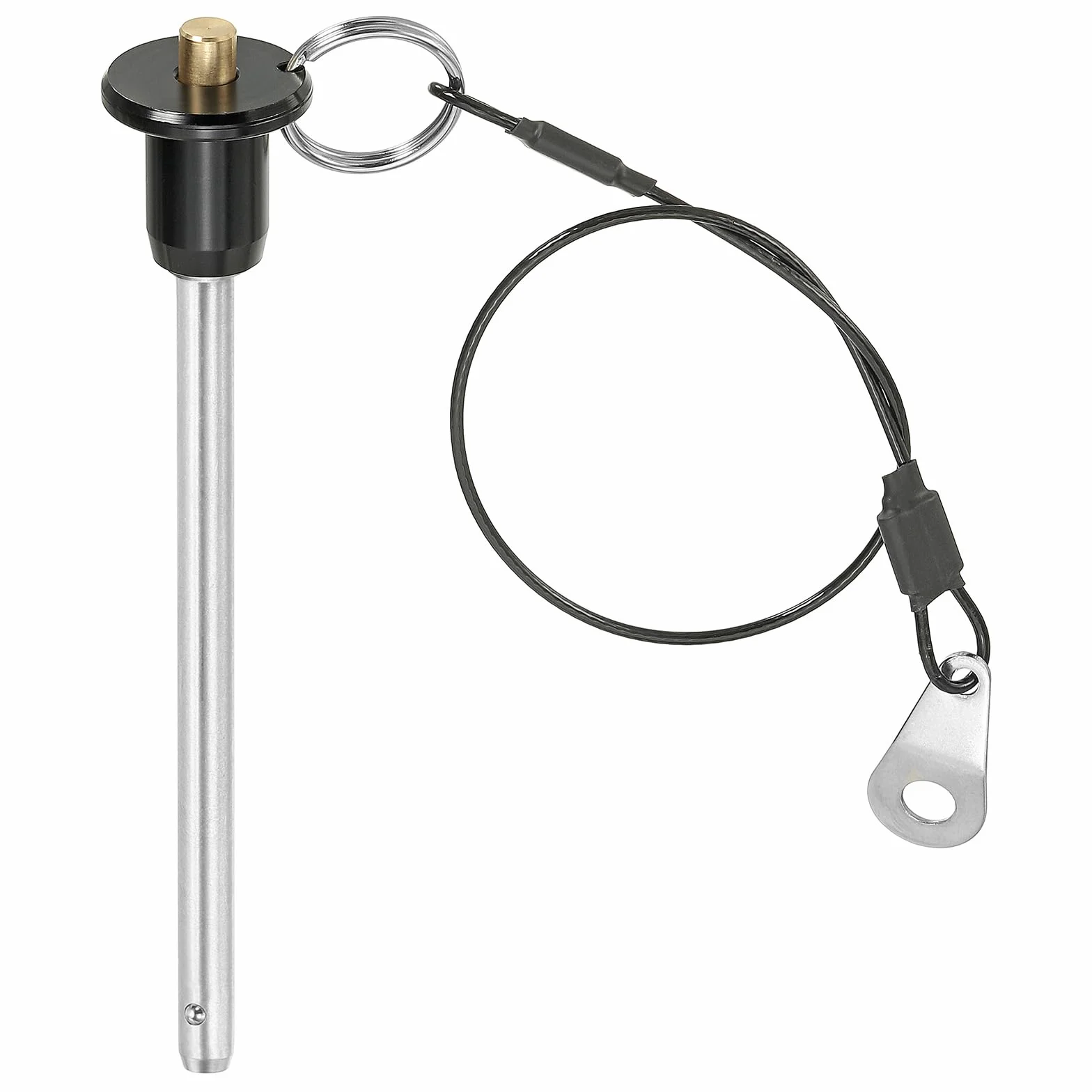 Spilla a Sgancio Rapido 1/4" x 3.15", Perno Bloccaggio a Sfera Acciaio Inossidabile 304, Perni Posizionamento Sicurezza con Pulsante, Cavo Sicurezza 25 Cm
