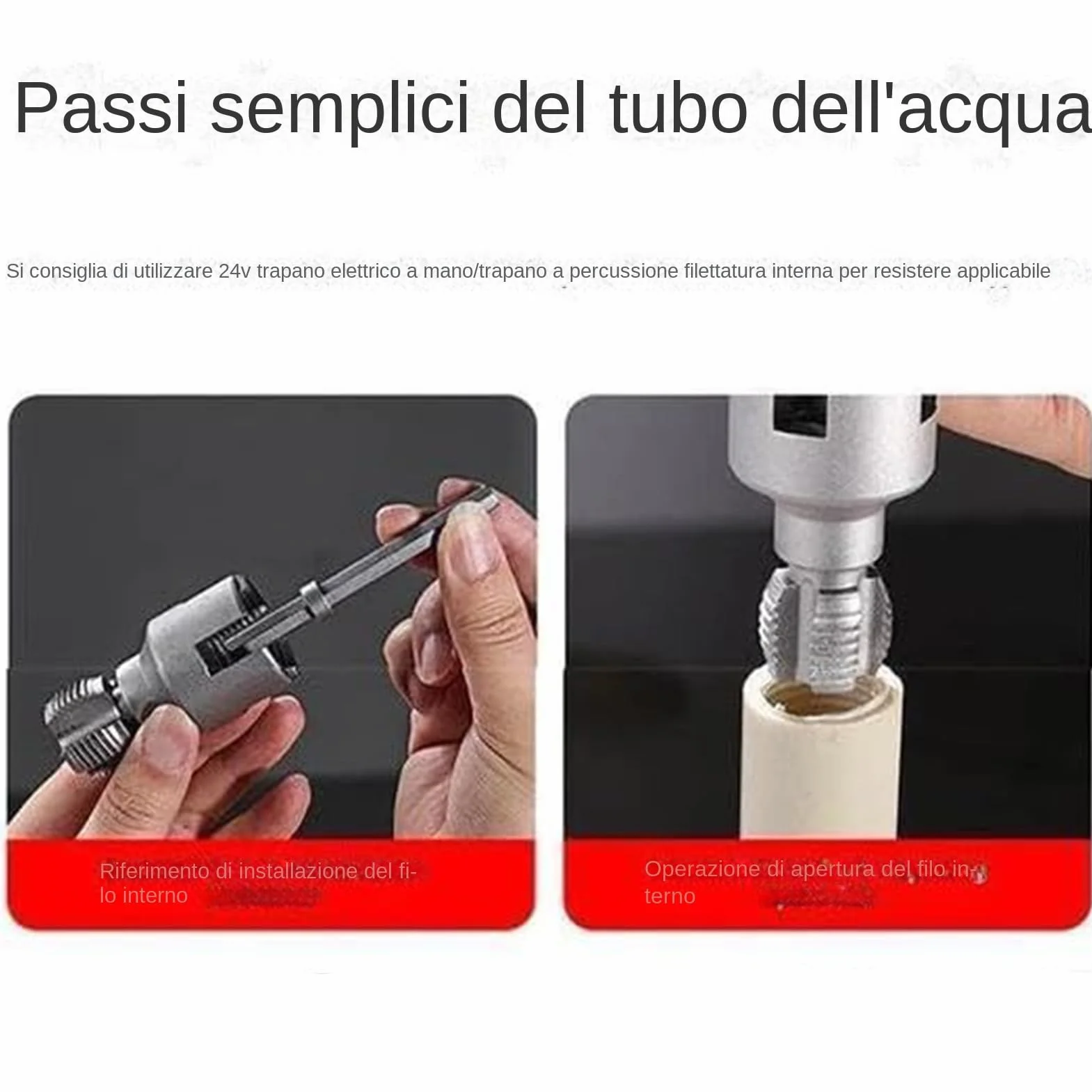 Set Per Filettatura Tubi PVC 2 In 1, Compatibile Con Trapano Elettrico, Specifiche 1/2'' E 3/4''