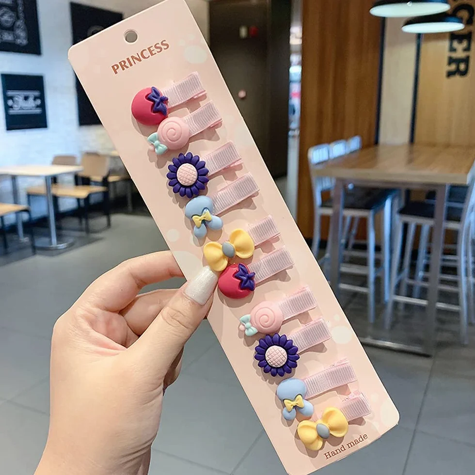 Accessori Capelli Bambina, 40 Pezzi Fiori, Frutta, Fiocchi e Arcobaleni, Nessun Danno, Mollette, Bella Vivida Fermagli