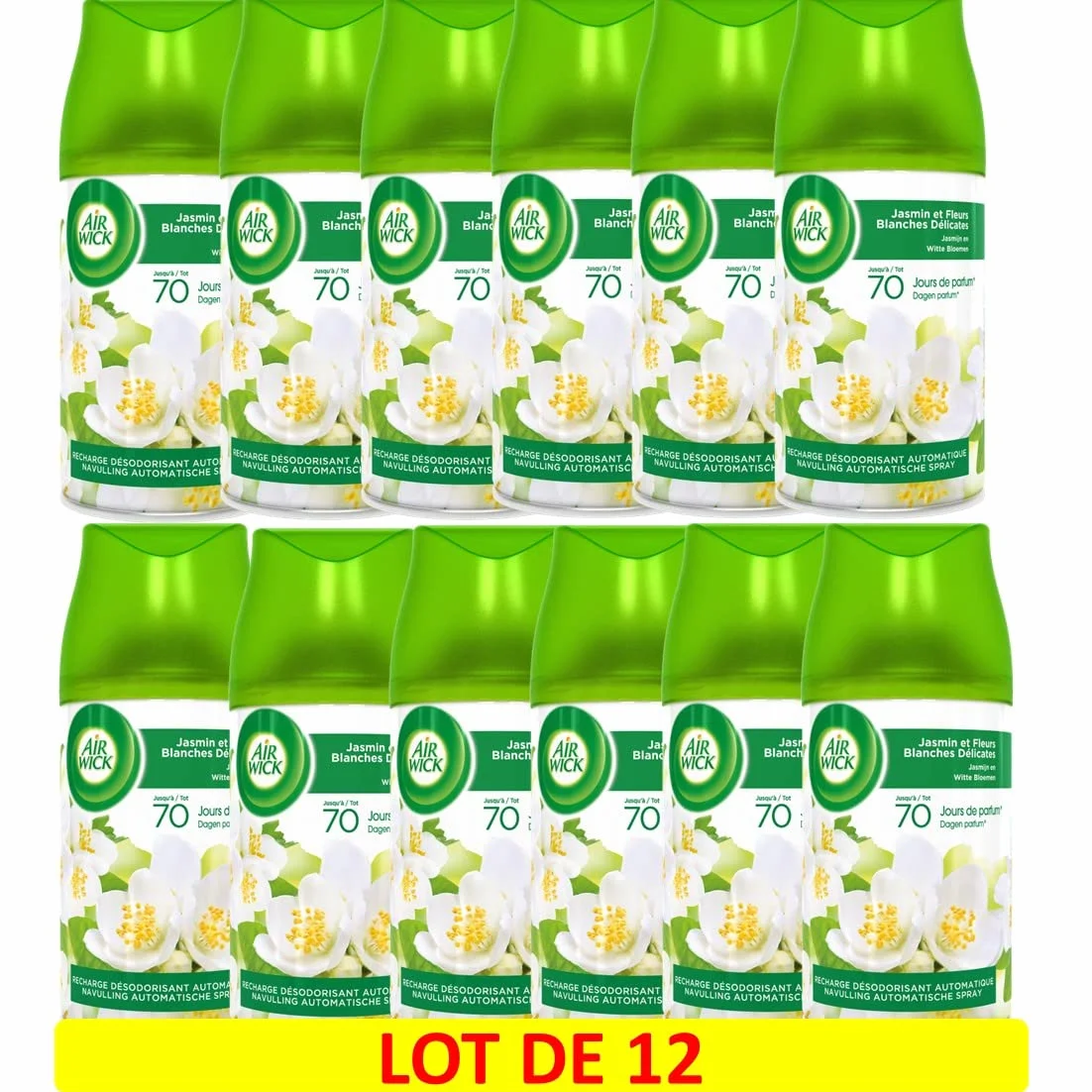 12 x AIR WICK Deo Ambiente Fresh Matic Ricarica Fresia&Gelsomino 250 ML