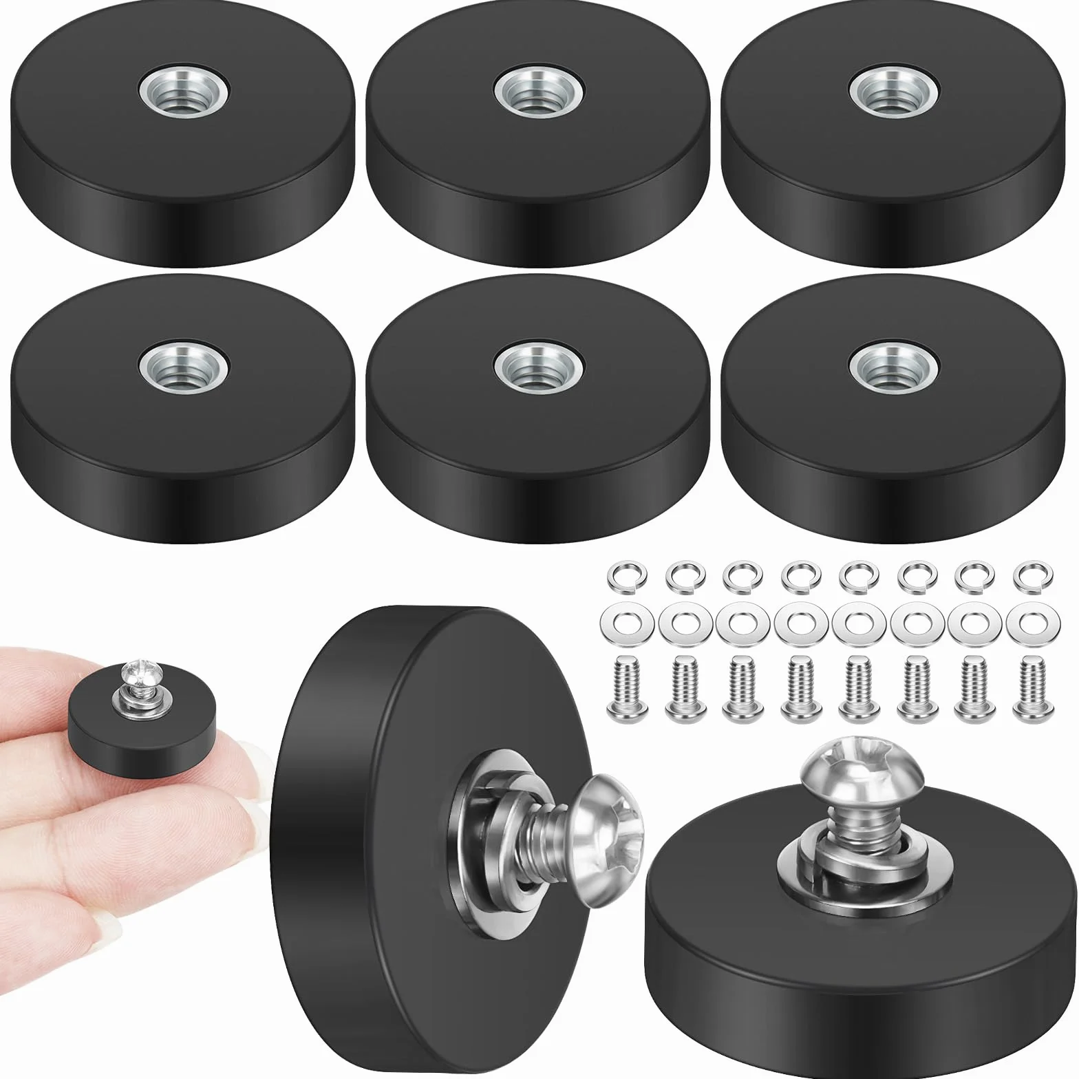 Magneti Neodimio In Gomma 22mm con M4 Filettatura 5,5kg Antiscivolo per Veicoli
