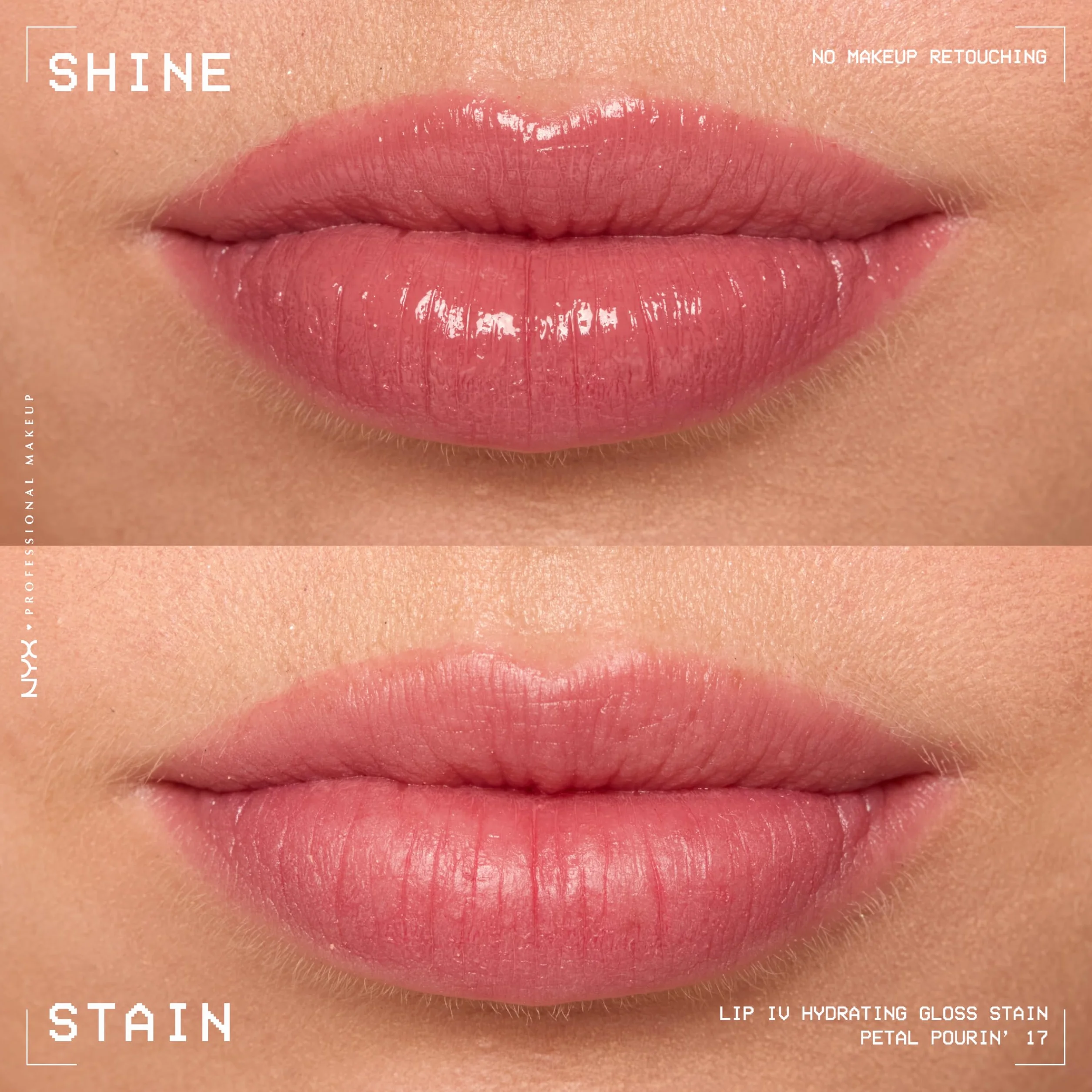 NYX Professional Makeup Gloss Idratante & Lip Tint 2-in-1, Idratazione fino a 12H, Con Vitamina B12 e Magnesio, Lip IV Hydrating Gloss Stain, Tonalità: 17 Petal Pouring, 5 ml