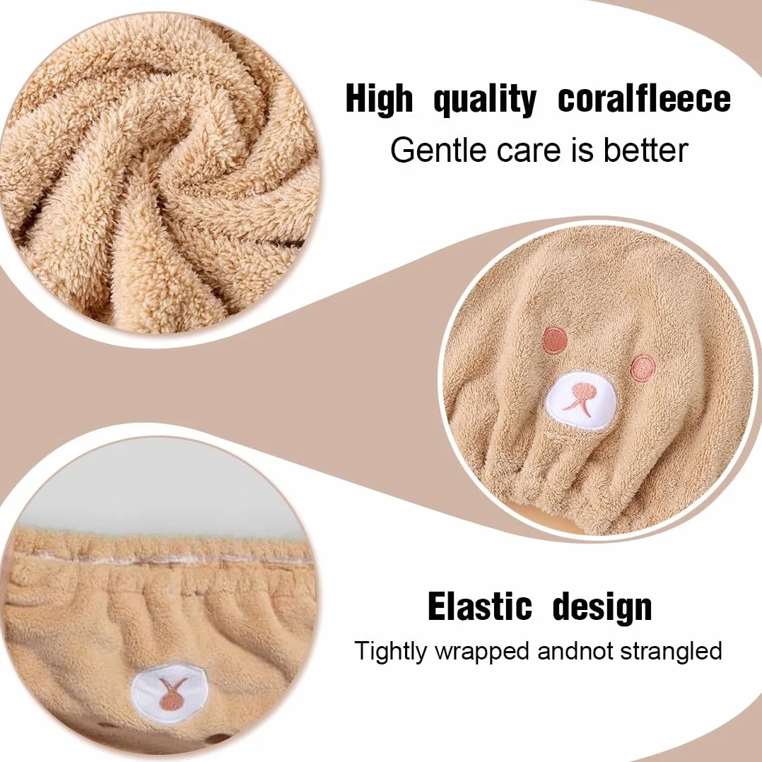 2 Pezzi Asciugamano per Capelli Turbante, Asciugamani per Capelli in Microfibra, Cappuccio per Capelli Secchi Super Assorbente, per Donne, Adulti o Bambini, Ragazze
