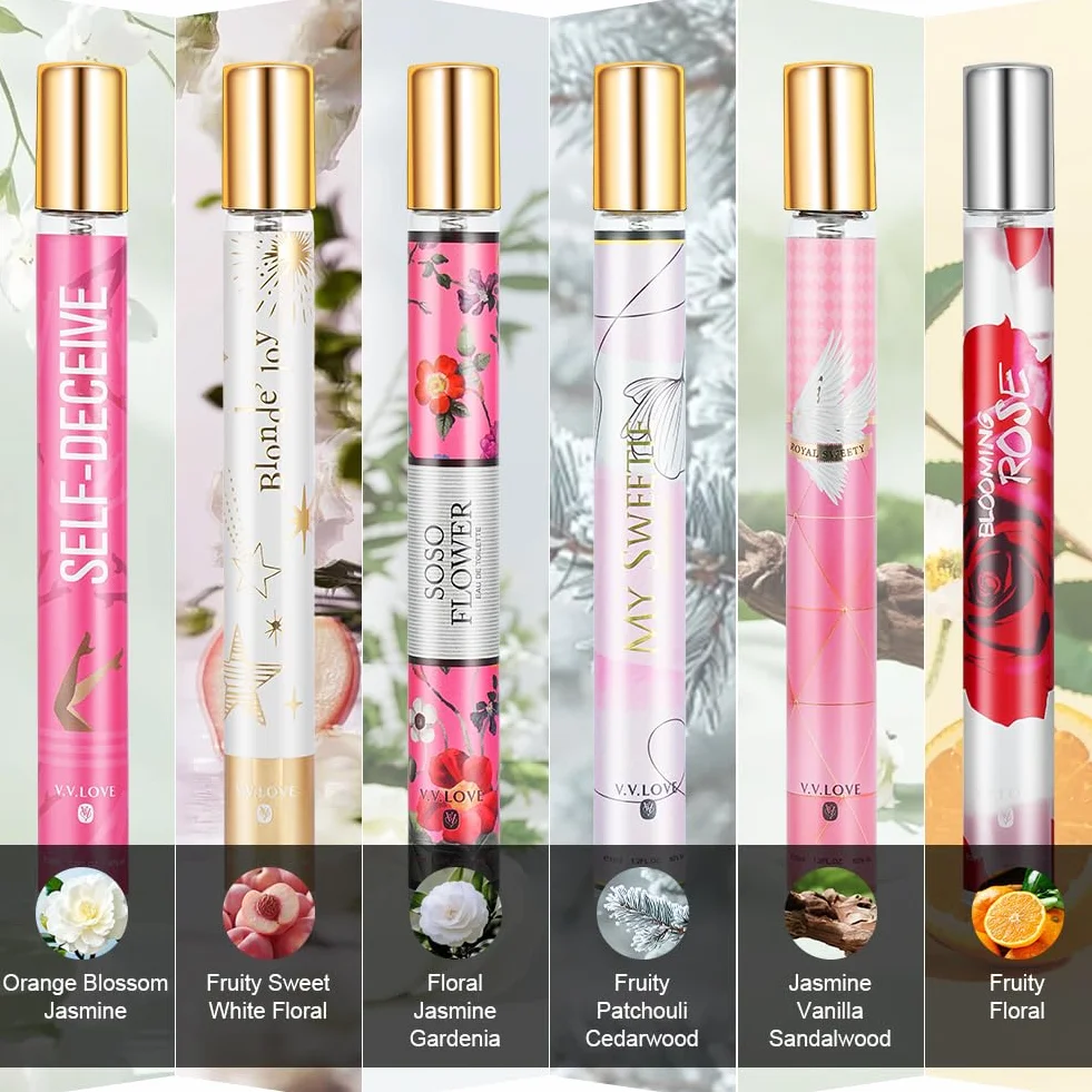 AOOWU Set Regalo Profumo Donna Premium, 6 Pezzi Eau de Parfum, Profumo Portatile per Donna, Olio Profumato, Fragranza Alunga Durata Che Sottolinea il Tuo Fascino per Compleanno e San Valentino