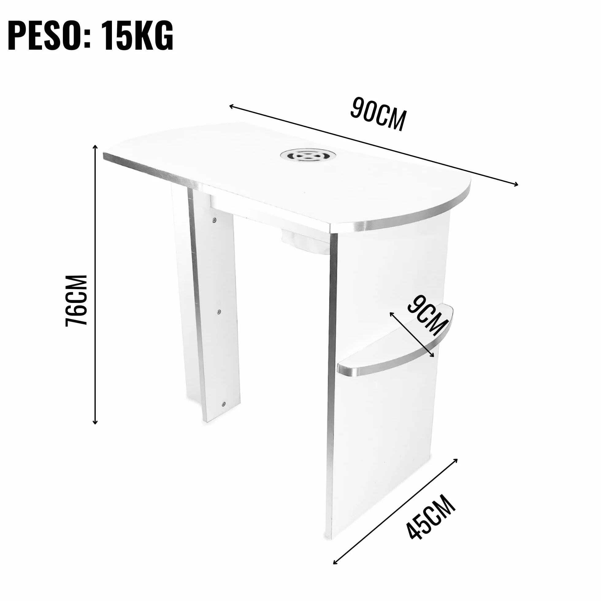 Matonti - Tavolo Manicure Professionale per Unghie con Aspiratore Elettrico e intarsi in acciaio - Ideale per Nail Art Ricostruzione Unghie, + Aspiratore per Polveri - Made in Italy, in Legno Bianco