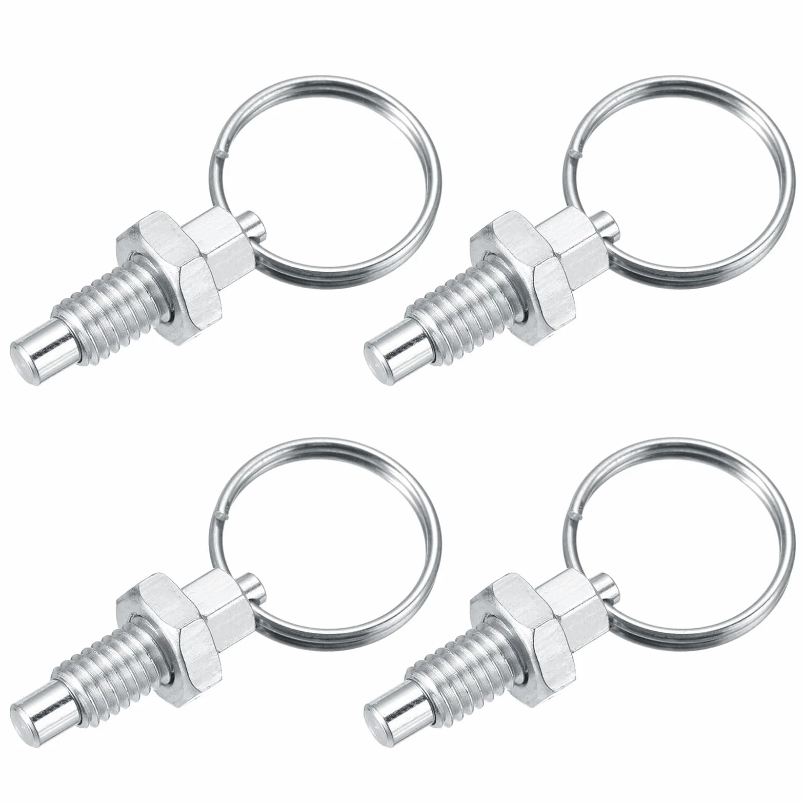PATIKIL 4 Pcs Perno A Molla Con Anello Di Trazione M6x1 Acciaio Inox Perno Indicizzatore Retrattile Manuale