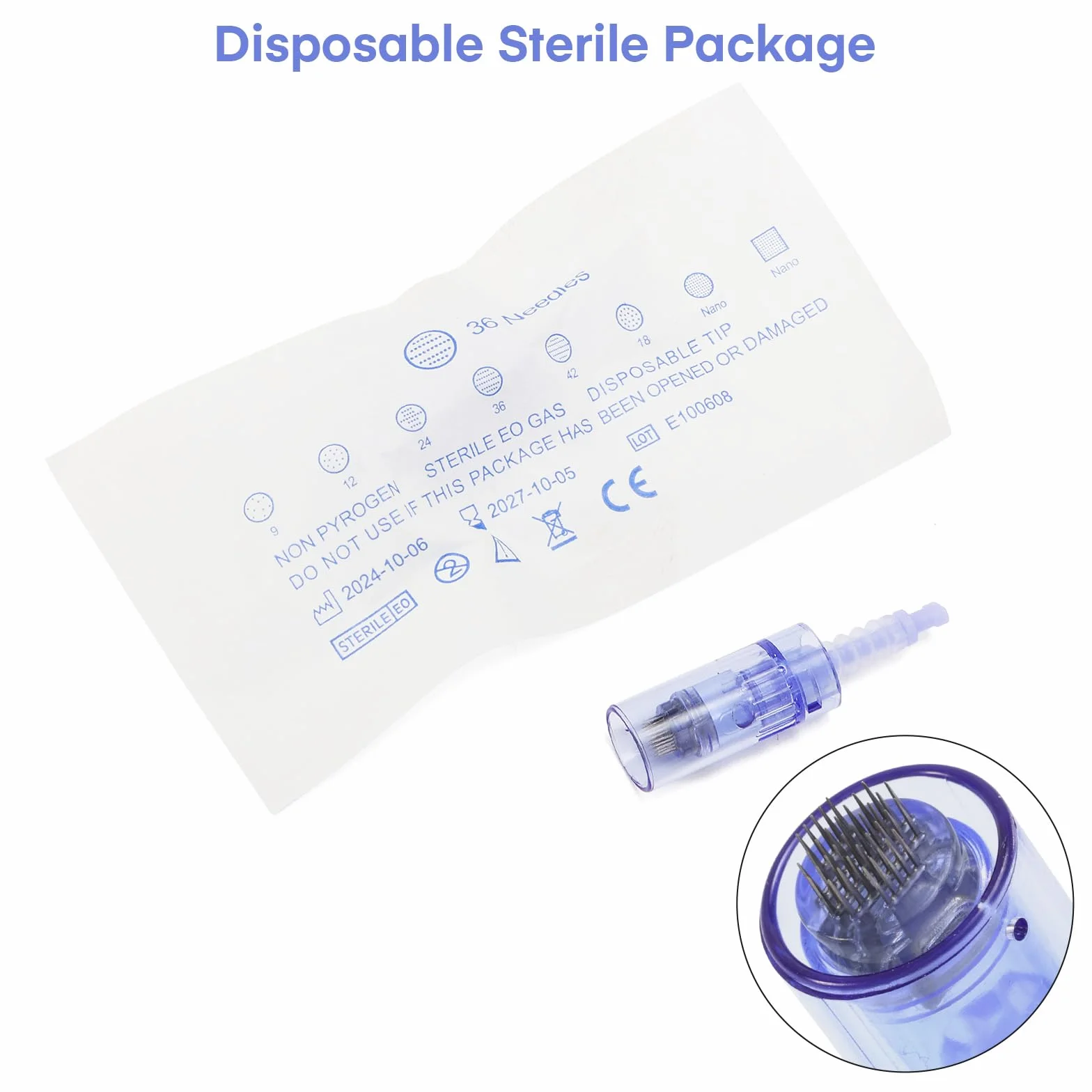 Aghi microneedling 36 punte, Dermapen Microneedling cartucce di ricambio per Derma Pen A6/A10, Cartucce Needling viso con fessura a baionetta (20 pezzi)