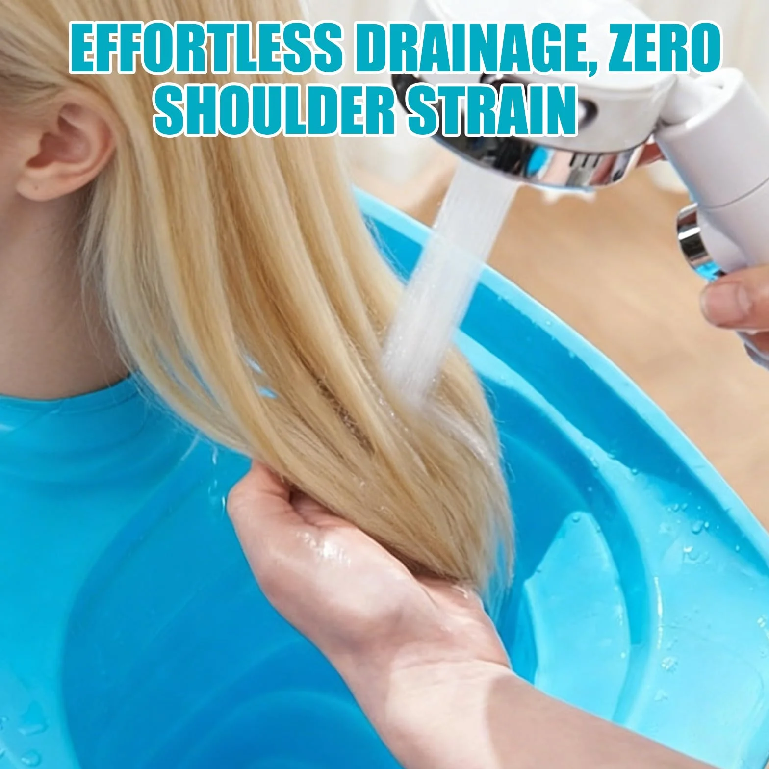 Lavabo per capelli per costretti a letto, pieghevole, con tubo di scarico, in TPE mobile shampoo, lavabo, per letto per bambini, anziani, disabili incinte (blu)