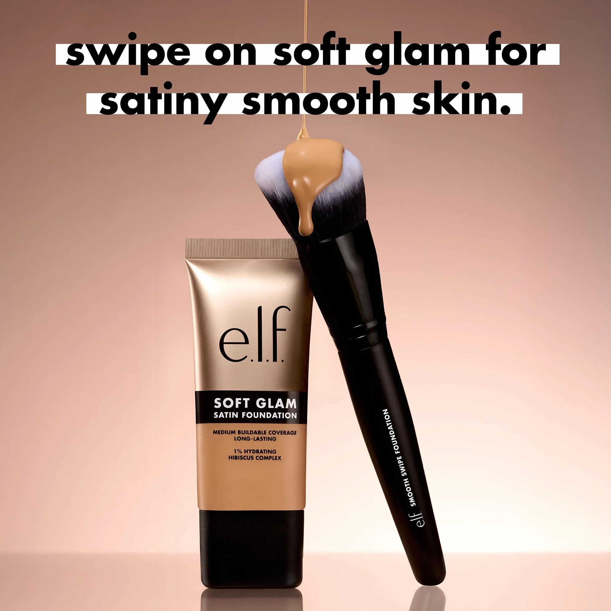 e.l.f. Smooth Swipe Foundation Brush, pennello trucco viso per un finish naturale, ideale per formule liquide e in crema, prodotto vegano e non testato sugli animali