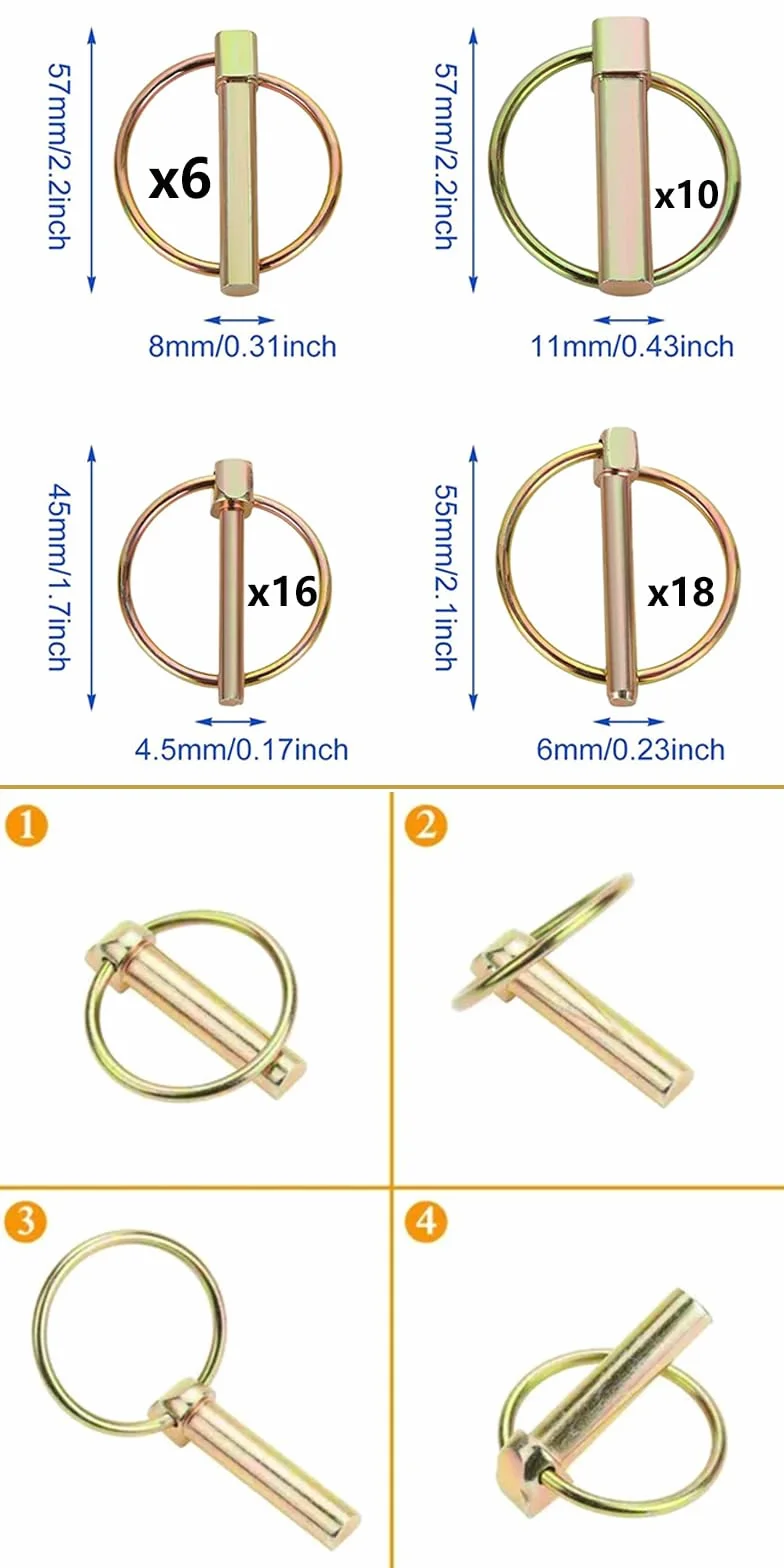 Coppiglie per Fissaggio, Perni Divisi Zincati, Spille di Sicurezza O-pin, 50 Pezzi per Rimorchi Trattori