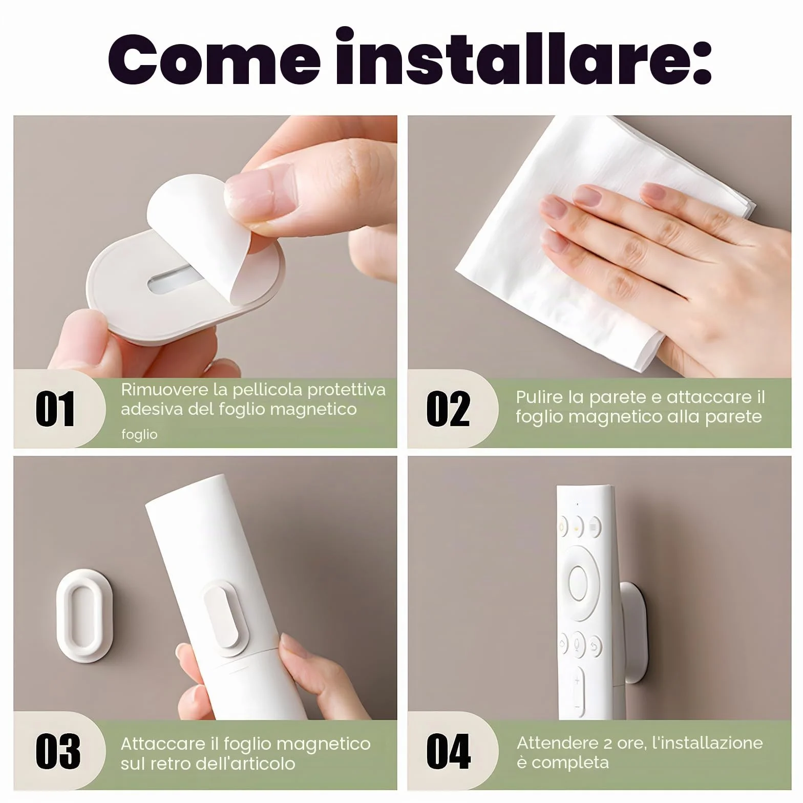 Supporto Magnetico Porta Telecomando da Muro 5 Pezzi, Adatto a Tutti i Tipi di Elettrodomestici