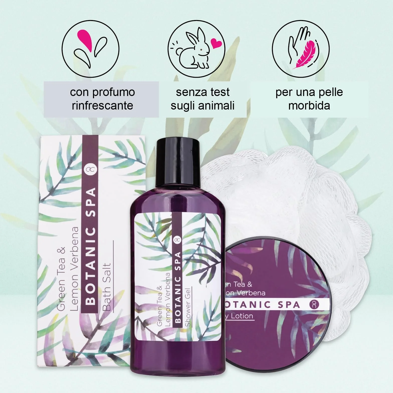accentra Gift Set Botanic SPA in un cesto decorativo di seagrass, set da bagno e doccia - da 5 pezzi , miglior regalo per il compleanno, San Valentino, ecc.